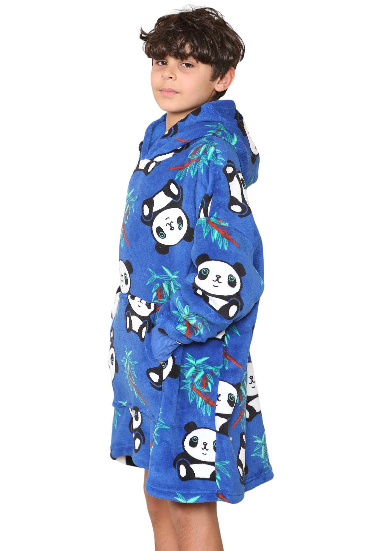 Kids Girls Boys Oversized Hoodie Animal Snuggle Blanket Super Soft Warm Fleece - Picture 18 of 47