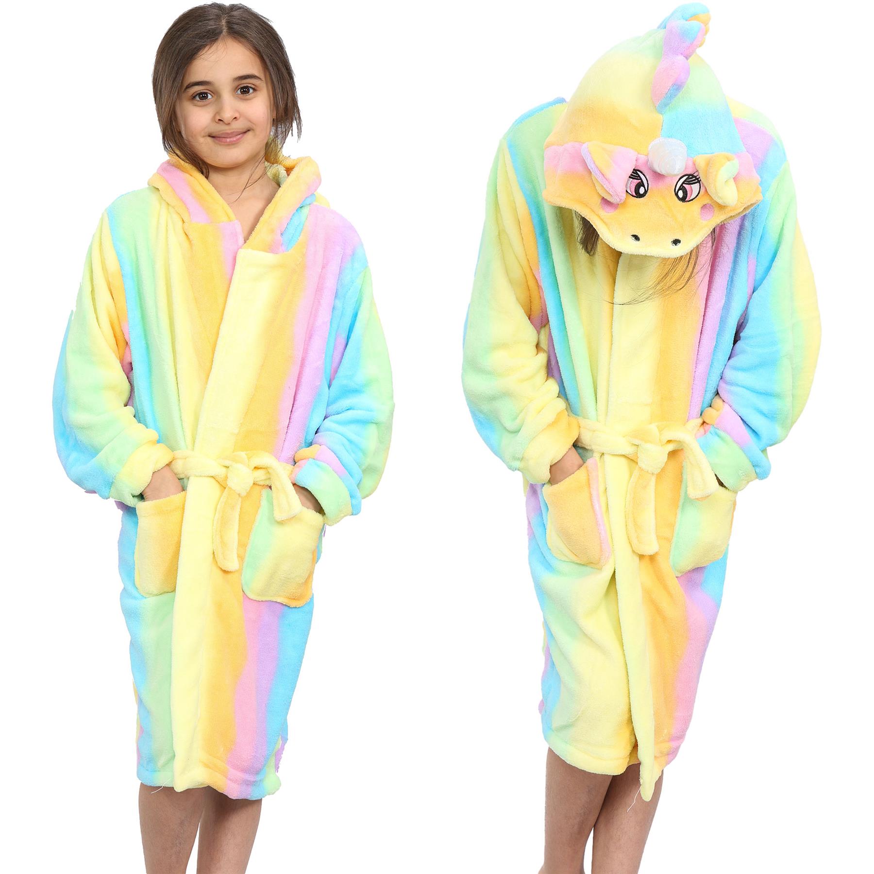 A2Z 4 Kids Super Soft 3D Animal Detail Dressing Gown Nightwear Hooded Robe 2-1 - Picture 106 of 154