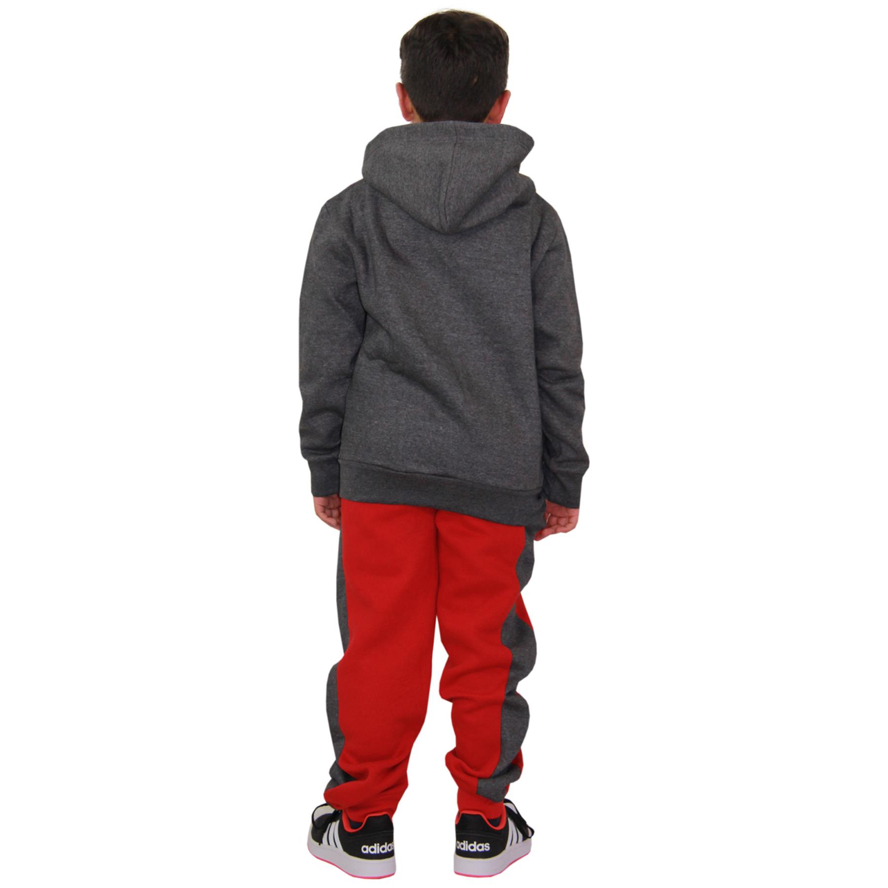 Kids Unisex Contrast Panel Tracksuit Charcoal & Red A2Z NY Deluxe Activewear Set - Picture 8 of 8