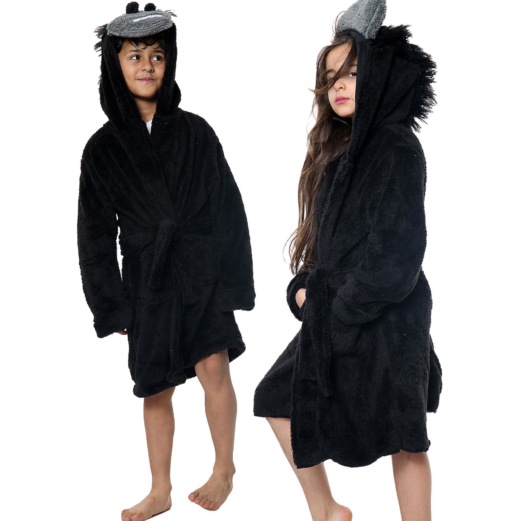 A2Z 4 Kids Super Soft 3D Animal Detail Dressing Gown Nightwear Hooded Robe 2-1 - Picture 45 of 154