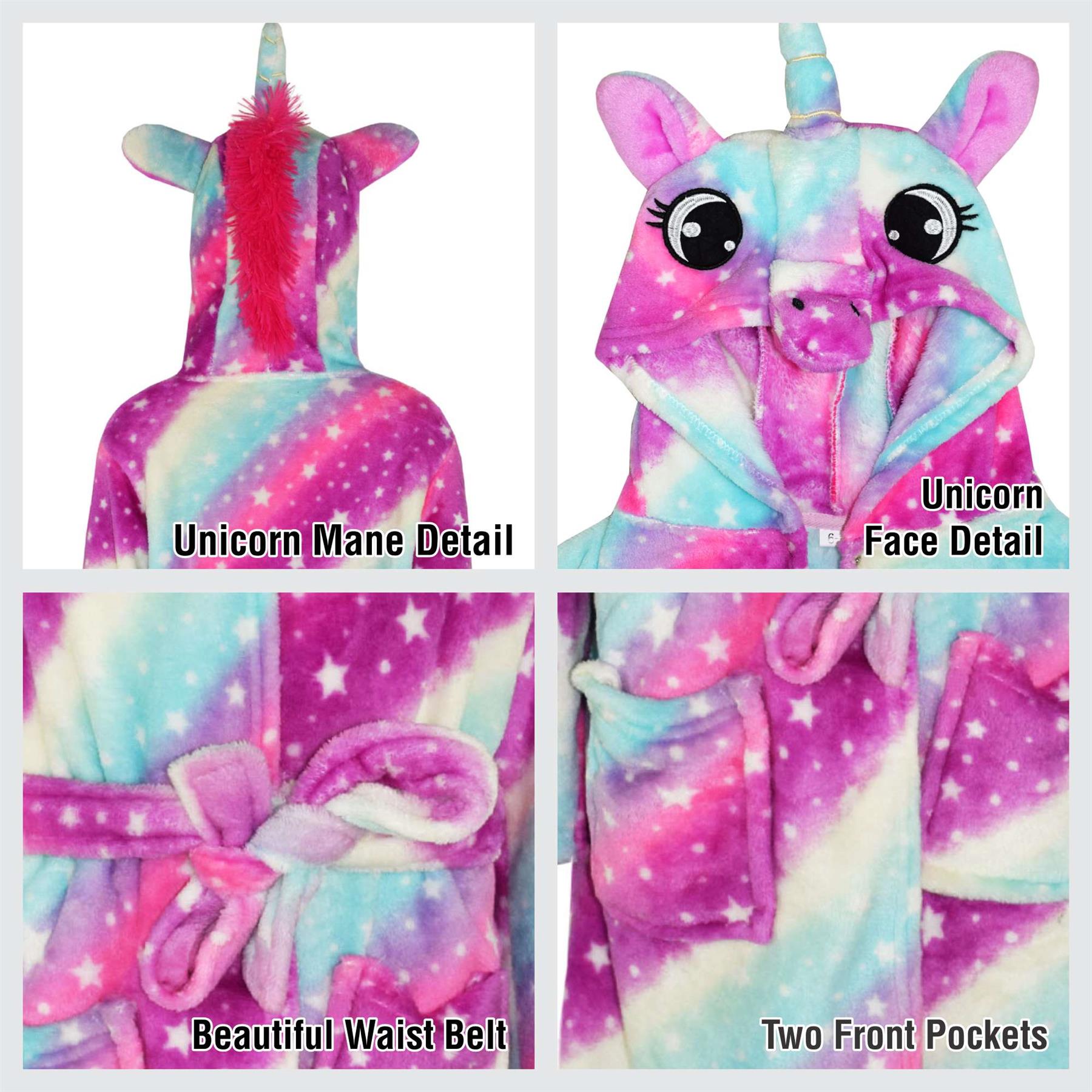 A2Z 4 Kids Super Soft 3D Animal Detail Dressing Gown Nightwear Hooded Robe 2-1 - Picture 87 of 154