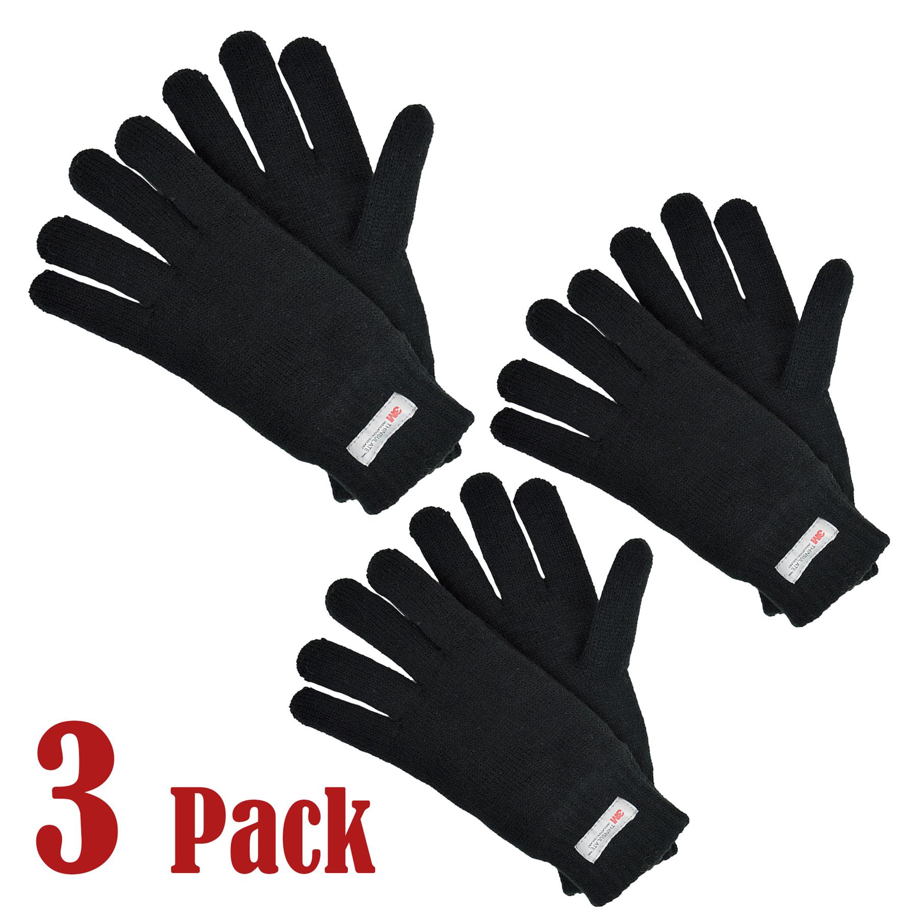 Mens Gloves Winter Warm Thinsulate Knitted Gloves Knit One Size Soft Mittens - Picture 4 of 7