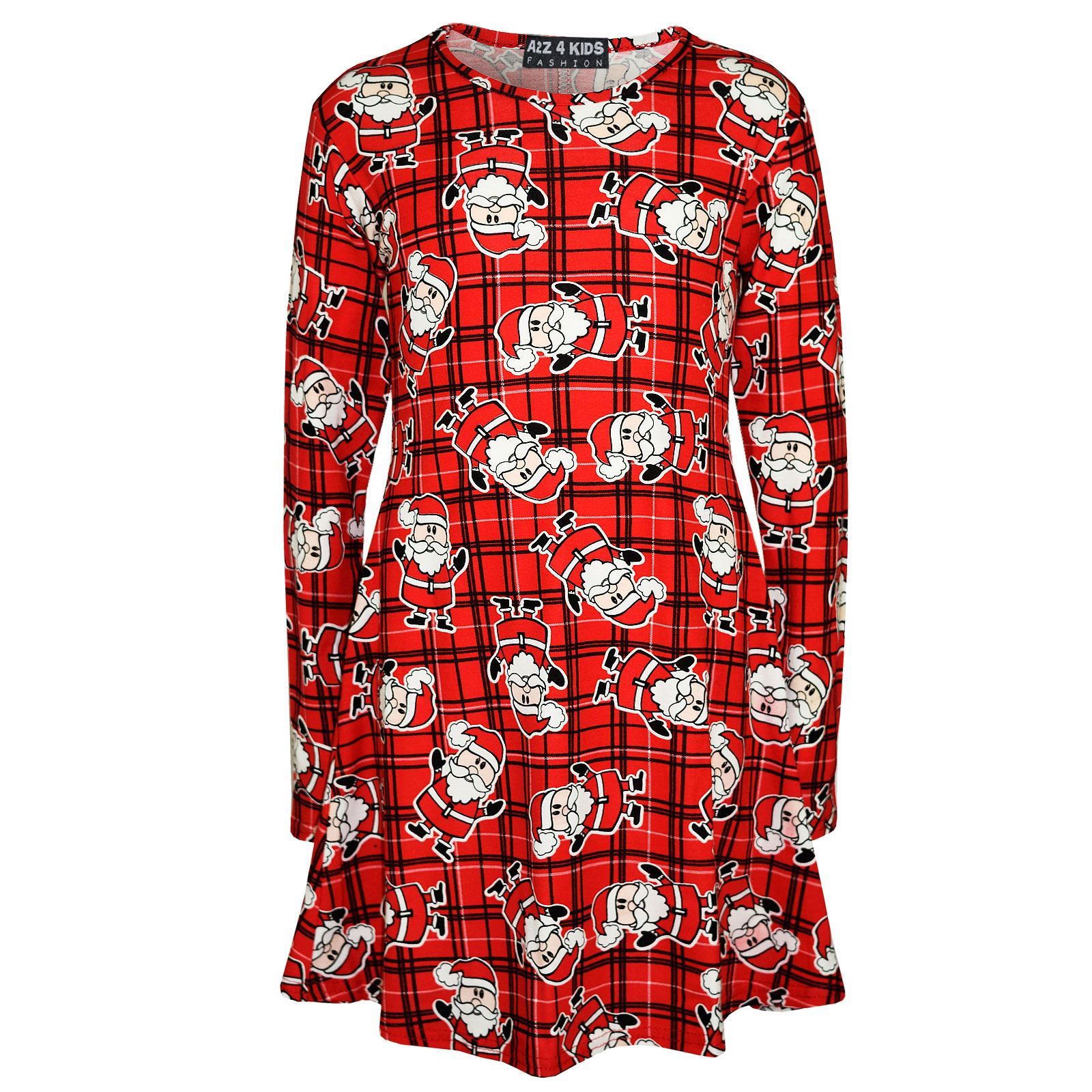 A2Z 4 Kids Girls Christmas Santa Xmas Legging Swing Dress Children Age 1-13 Yrs - Picture 12 of 38