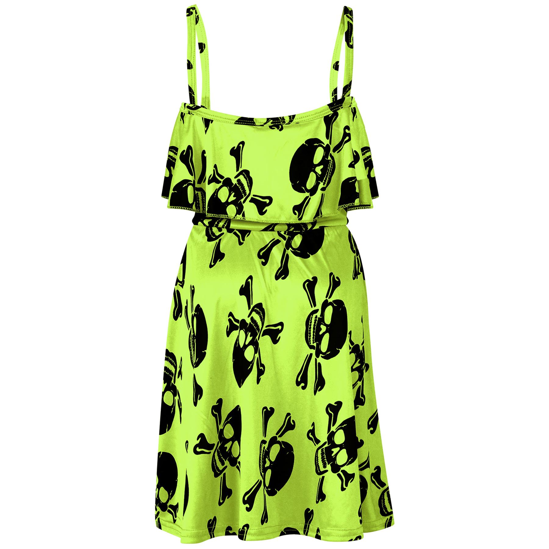 Girls Skater Dress Kids Plain Color Summer Party Off Shoulder Dresses 7-13 Yr - Picture 58 of 111