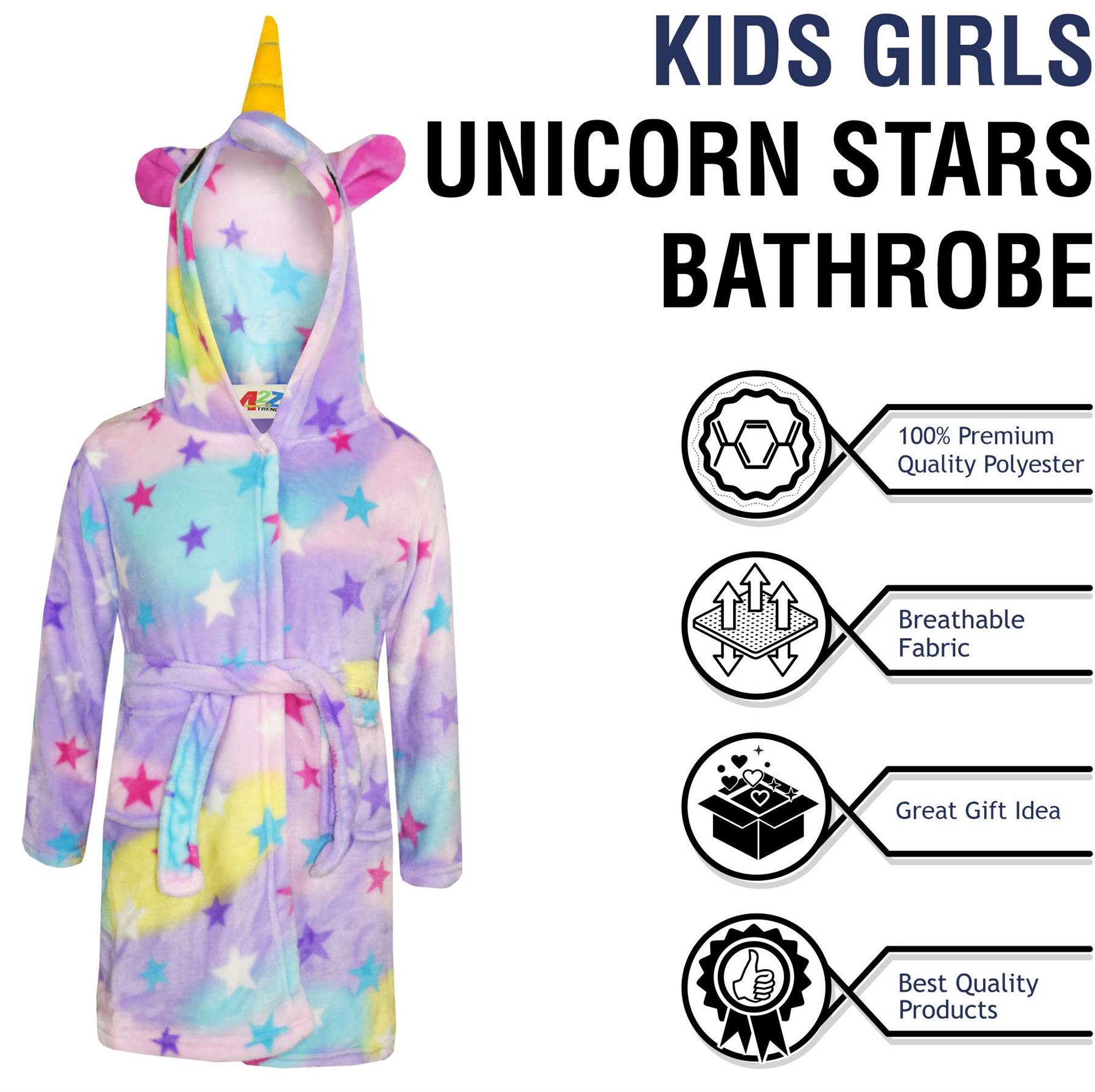 A2Z 4 Kids Super Soft 3D Animal Detail Dressing Gown Nightwear Hooded Robe 2-1 - Picture 134 of 154