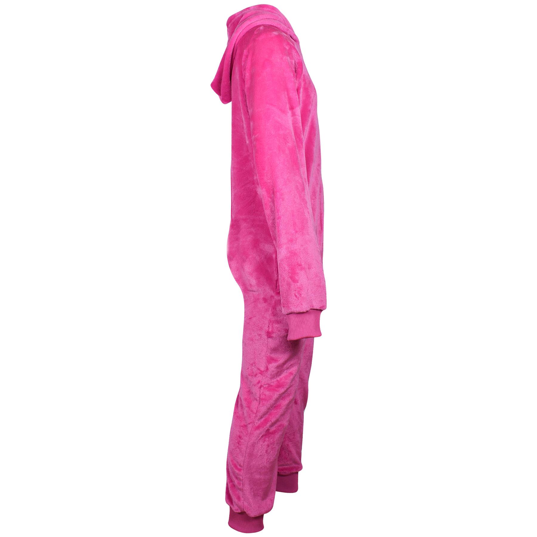 Kids Girls Boys Plain Fleece A2Z Onesie One Piece Hooded All In One Jumpsuit - Picture 27 of 27