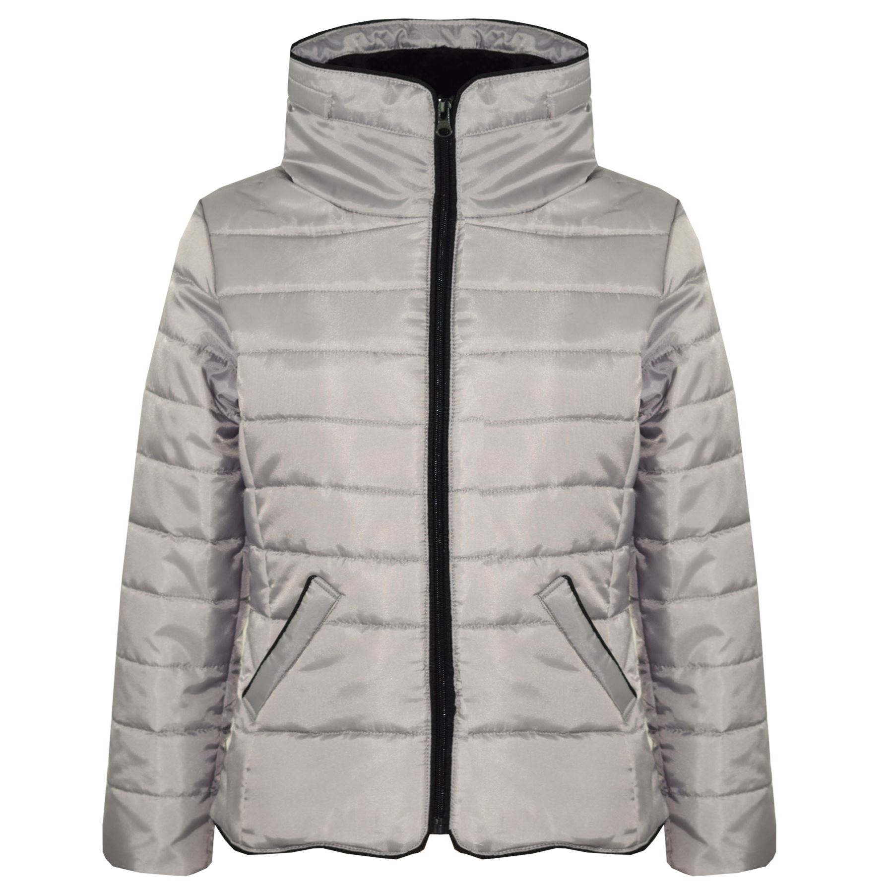 Girls' Padded Puffer Jacket With Faux Fur Collar - Warm Thick Winter Coat For Kids 5-13 Years (Black)