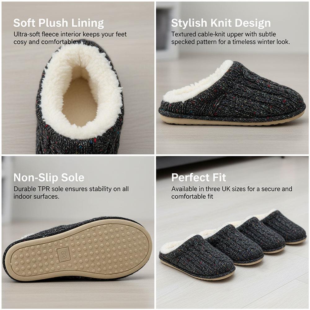 Zapatillas botín de punto moteado A2Z para hombre cálidas forradas de felpa interiores antideslizantes - Imagen 5 de 8