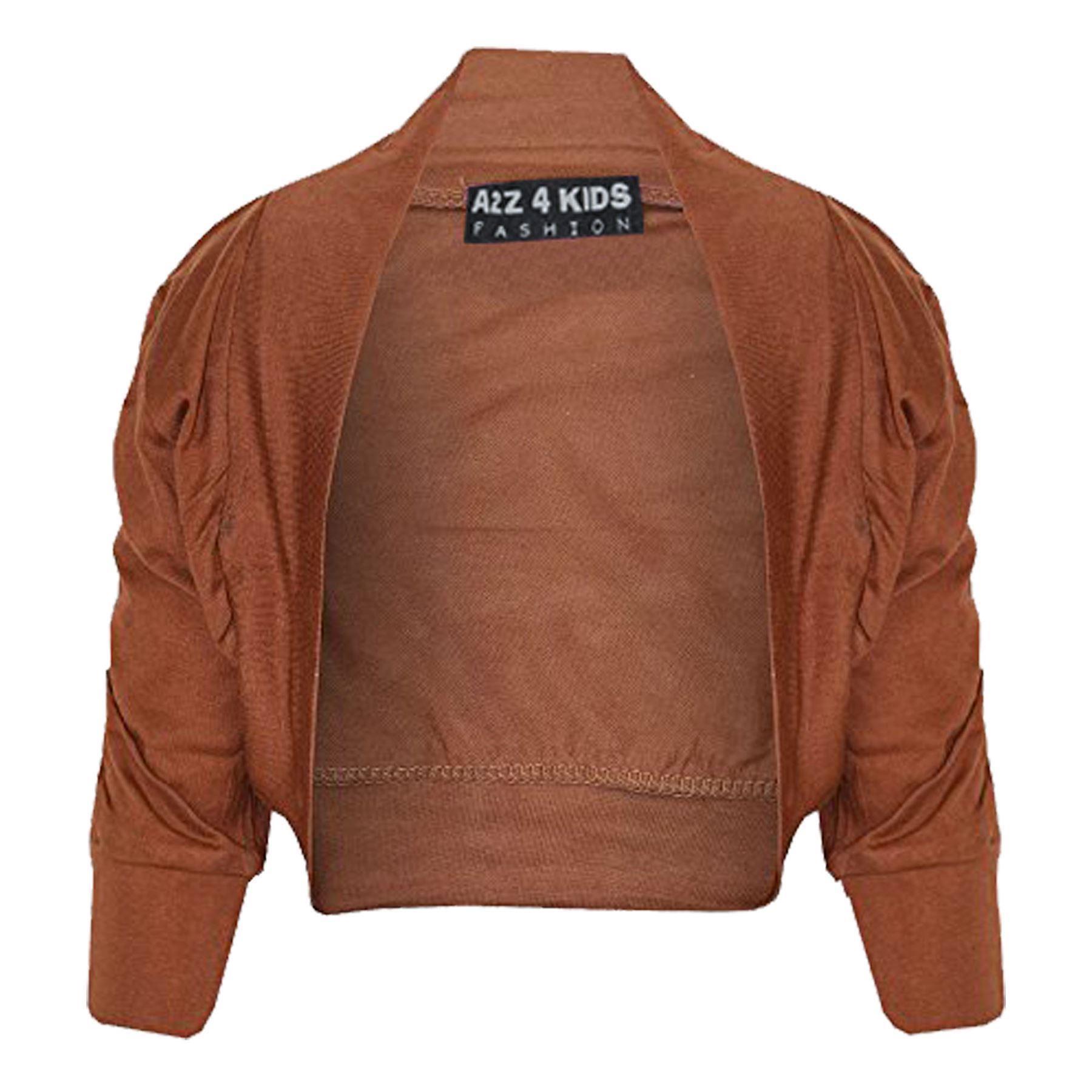 New Kids Girls Ruched Sleeve Stylish Shrug Bolero Cropped Cardigan 2-13 Years - Picture 34 of 51