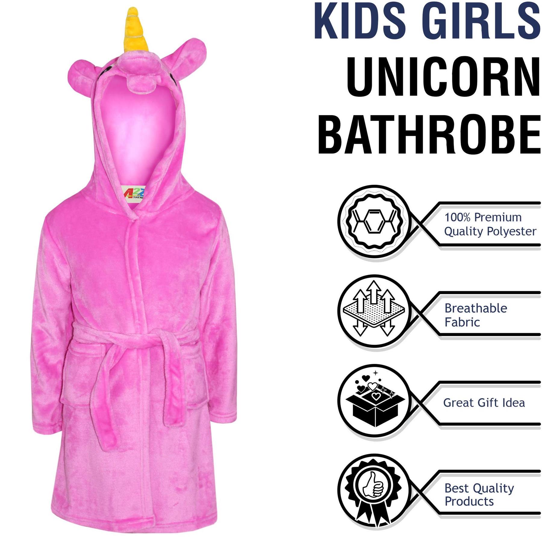 A2Z 4 Kids Super Soft 3D Animal Detail Dressing Gown Nightwear Hooded Robe 2-1 - Picture 25 of 154