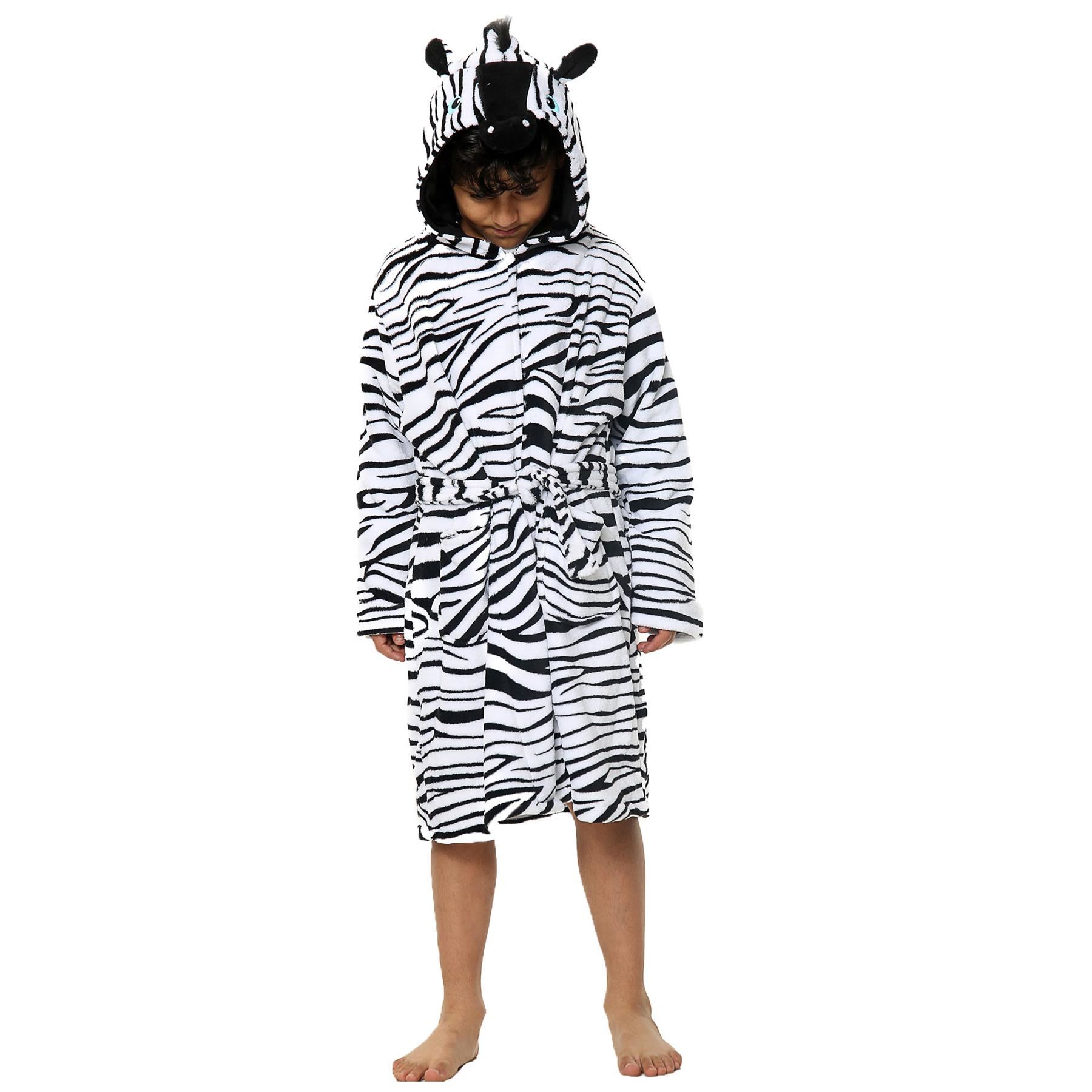 A2Z 4 Kids Super Soft 3D Animal Detail Dressing Gown Nightwear Hooded Robe 2-1 - Picture 151 of 154