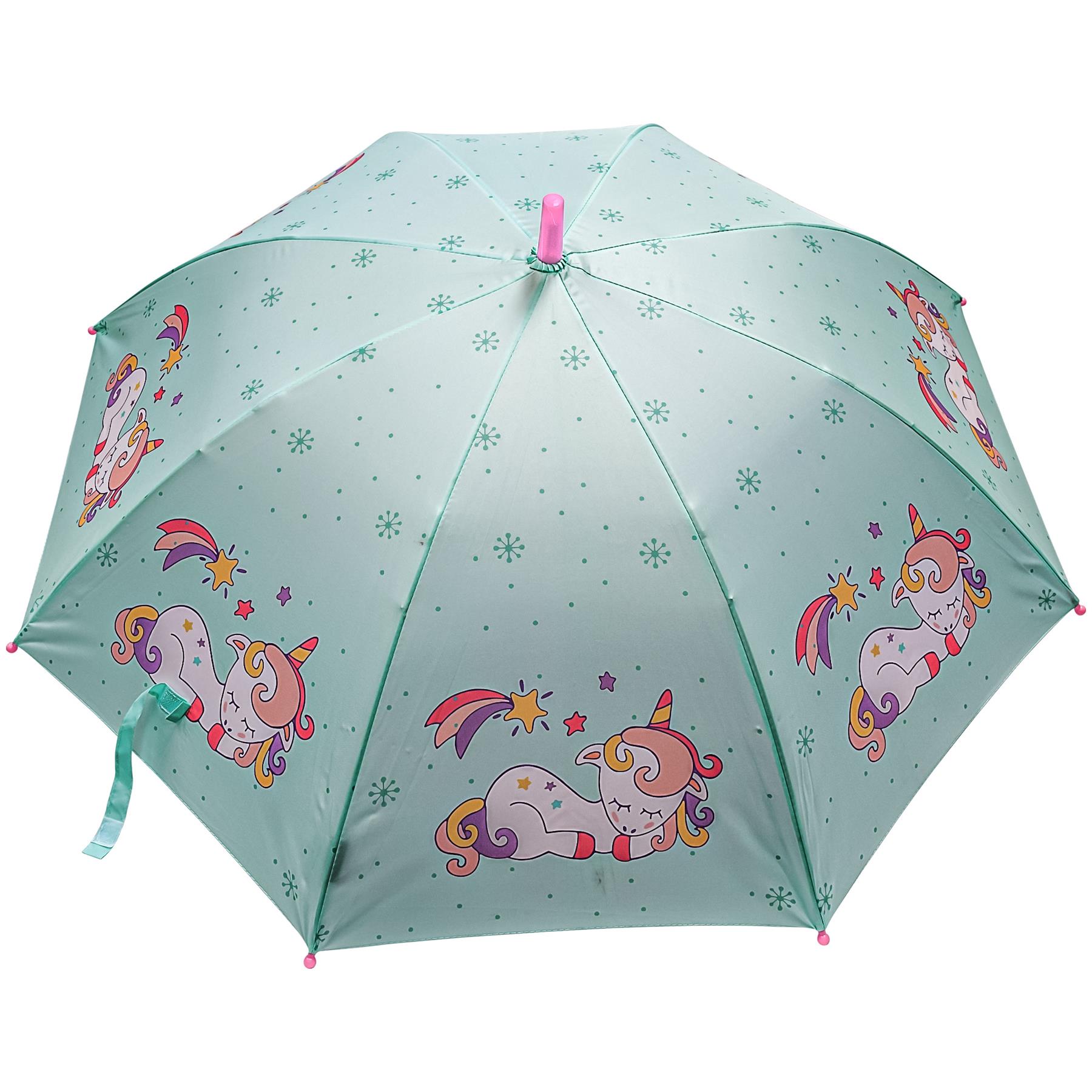 Kids Unicorn Umbrella Walking Umbrellas Wind Waterproof Brolly J-Stick Canopy - Picture 3 of 6