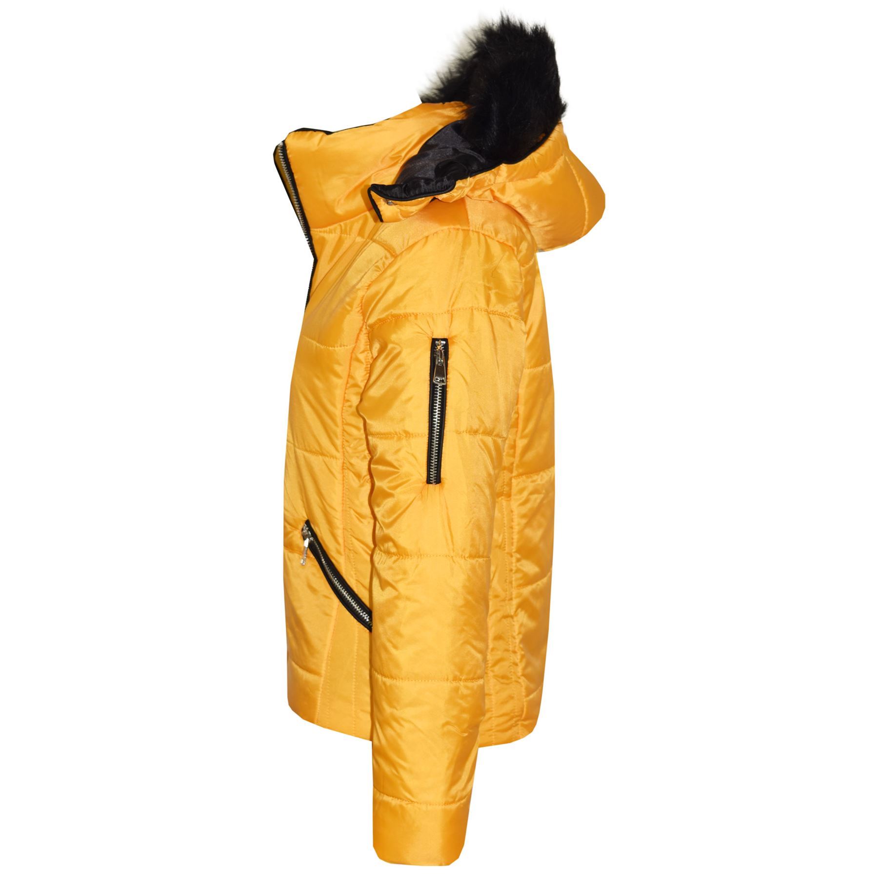 Kids Girls Jacket Mustard Cropped Padded Puffer Bubble Fur Collar Warm Coat 3 13 Kids Girls Jacket Mustard Cropped Padded Puffer Bubble Fur Collar Warm Coat 3 13
