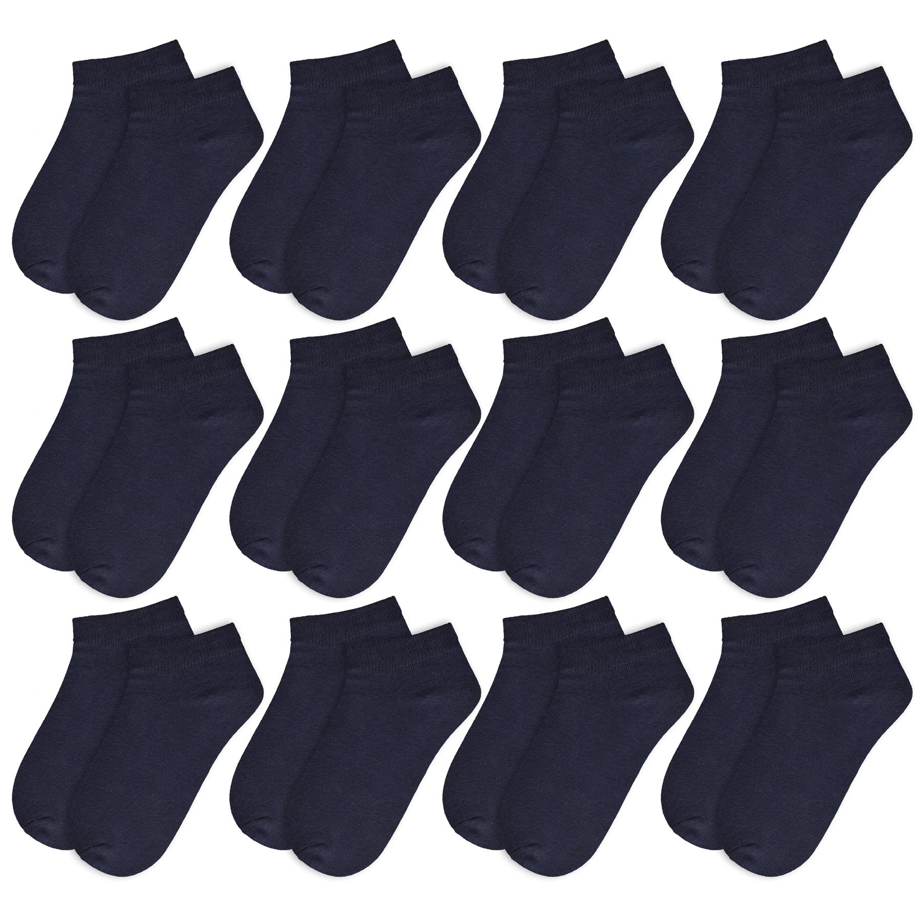 A2Z 4 Kids Girls Boys 12 Pack Plain Trainer No Show Socks Cotton School Socks - Picture 14 of 25