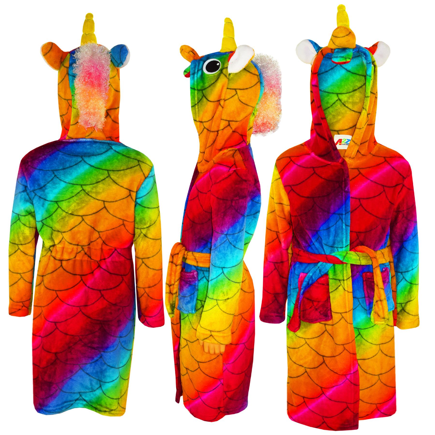 A2Z 4 Kids Super Soft 3D Animal Detail Dressing Gown Nightwear Hooded Robe 2-1 - Picture 112 of 154