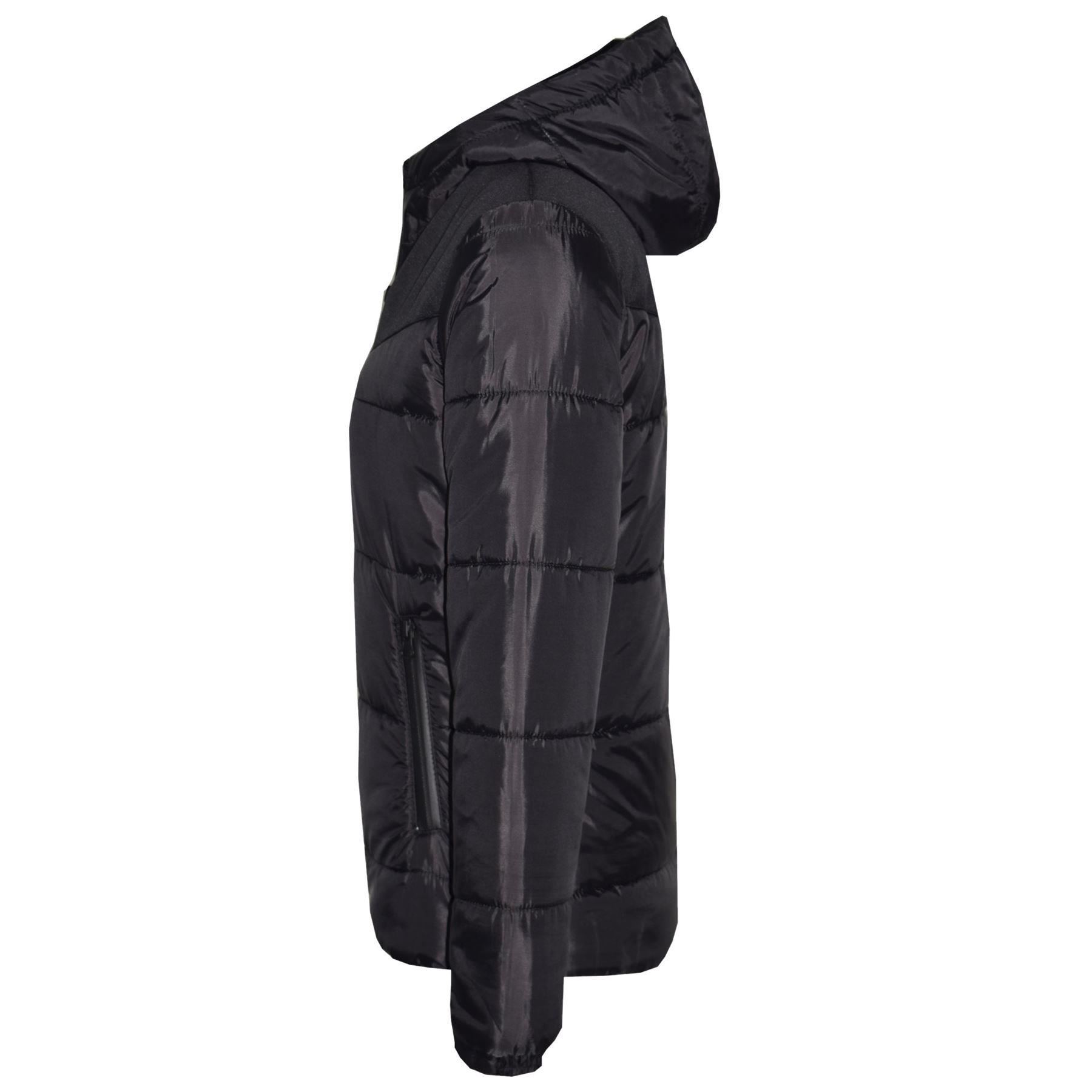 Kids Jacket Girls Boys Padded Black Puffer Hooded Zipped Coat Warm Thick Coats - Picture 4 of 5