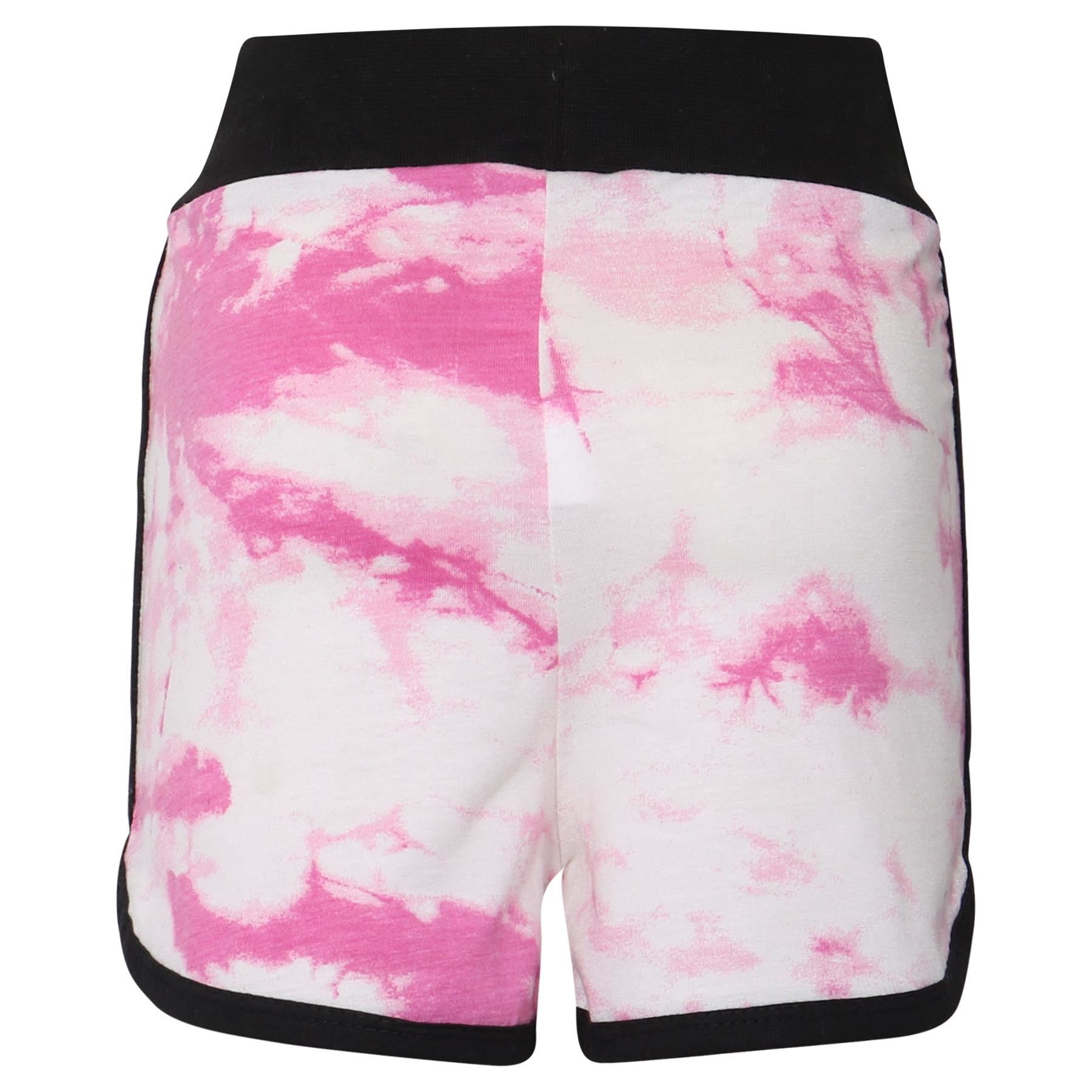 Kids Girls Shorts Gym Sports Tie Dye Pink Print Summer Hot Pant Shorts 5-13 Yrs - Picture 5 of 7