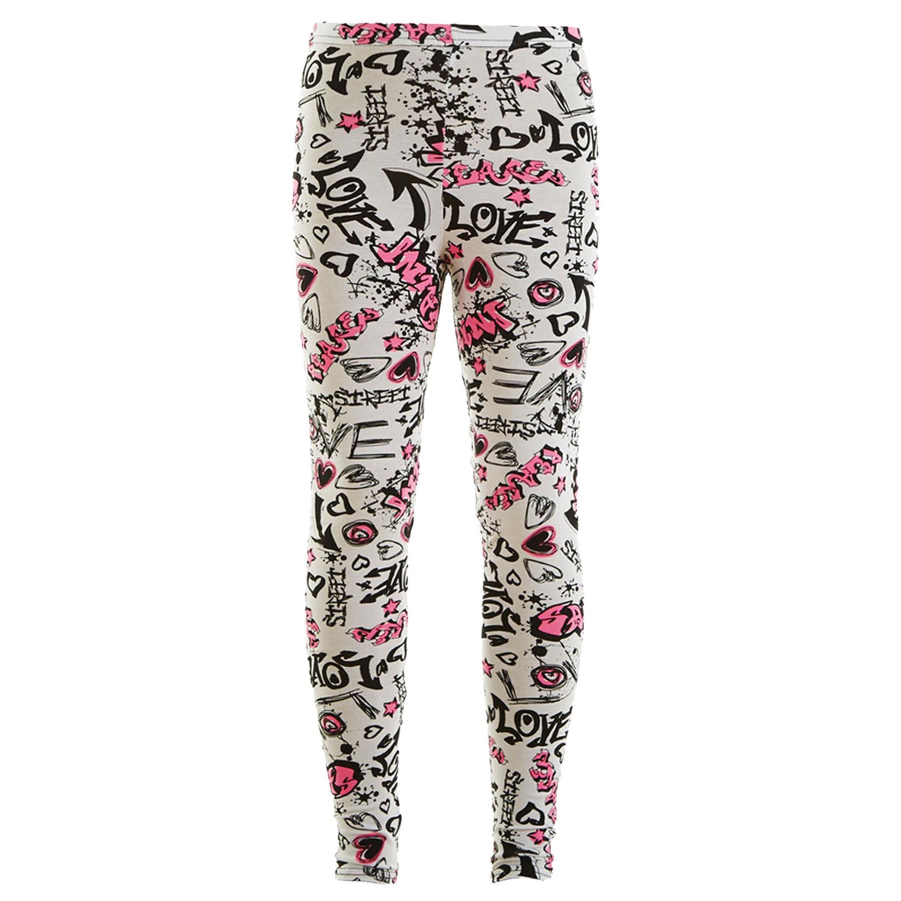 Kids Girls Love Comic Graffiti Print Legging Skater Midi Dress Crop Top Skirt - Picture 9 of 14