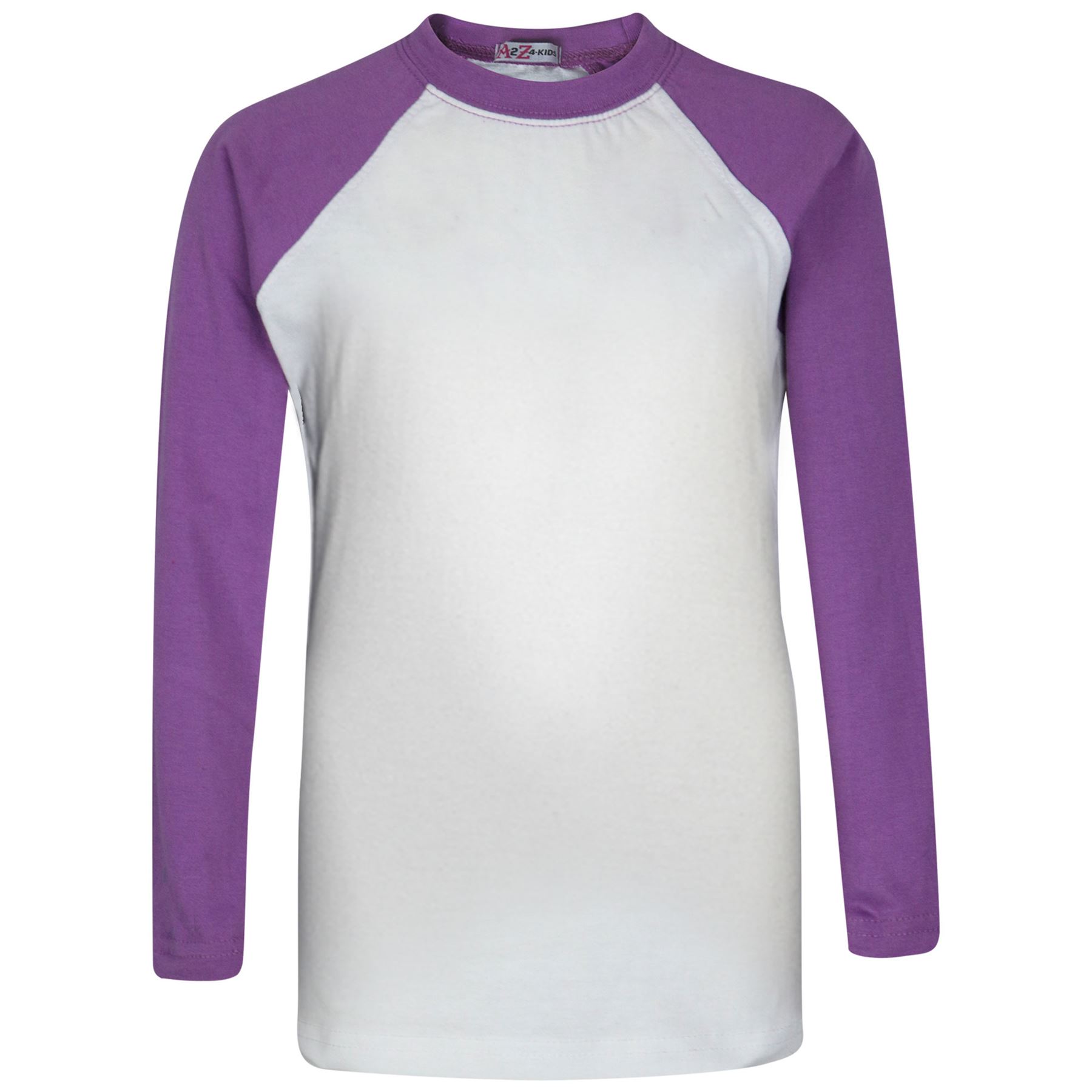 Kids Girls Boys Pyjamas Designer Plain Lilac Contrast Sleeves Nightwear PJS 2-13 - Picture 3 of 4