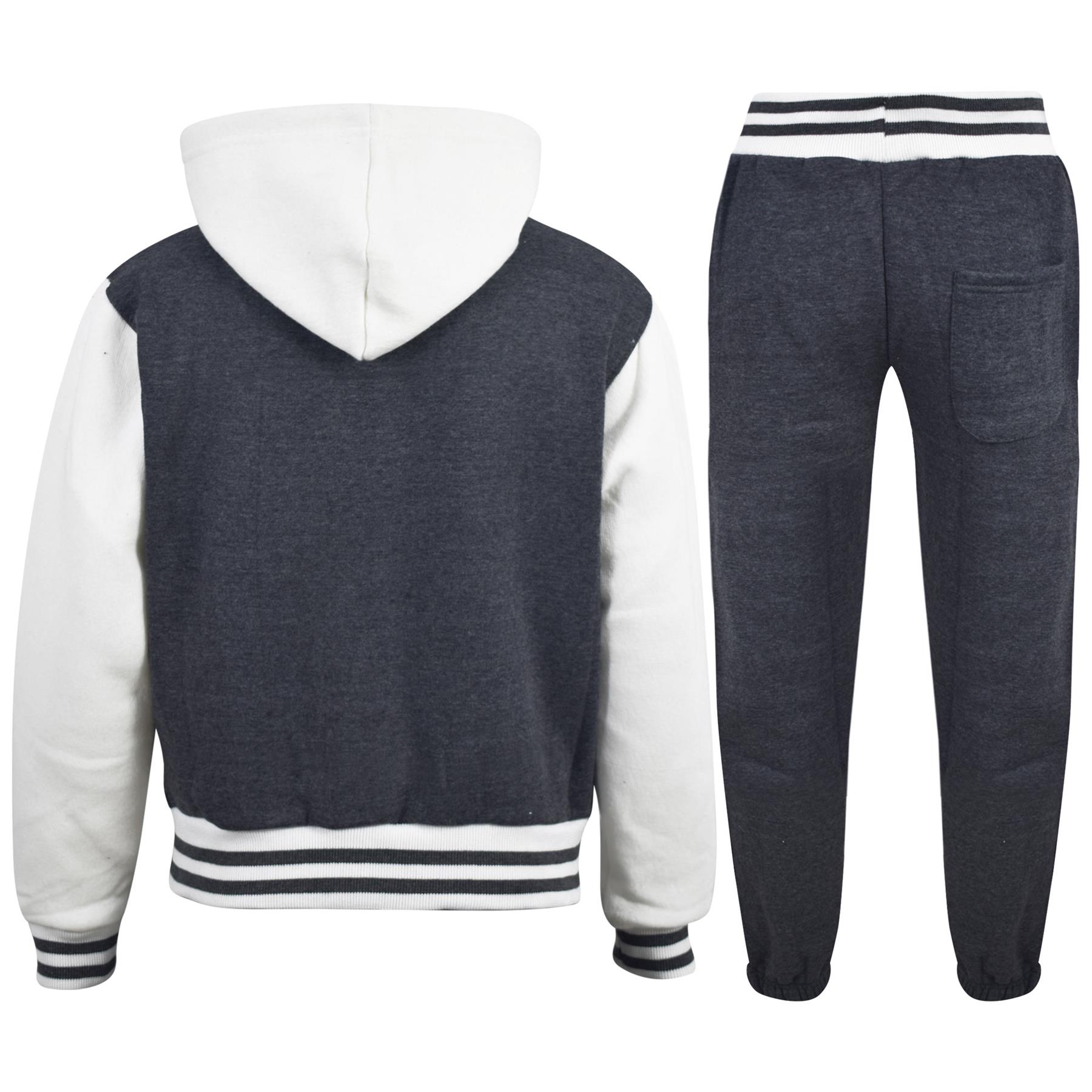Kids Baseball Tracksuit Hooded Jacket With Joggers R Fashion FOX Varsity Style - Picture 30 of 55