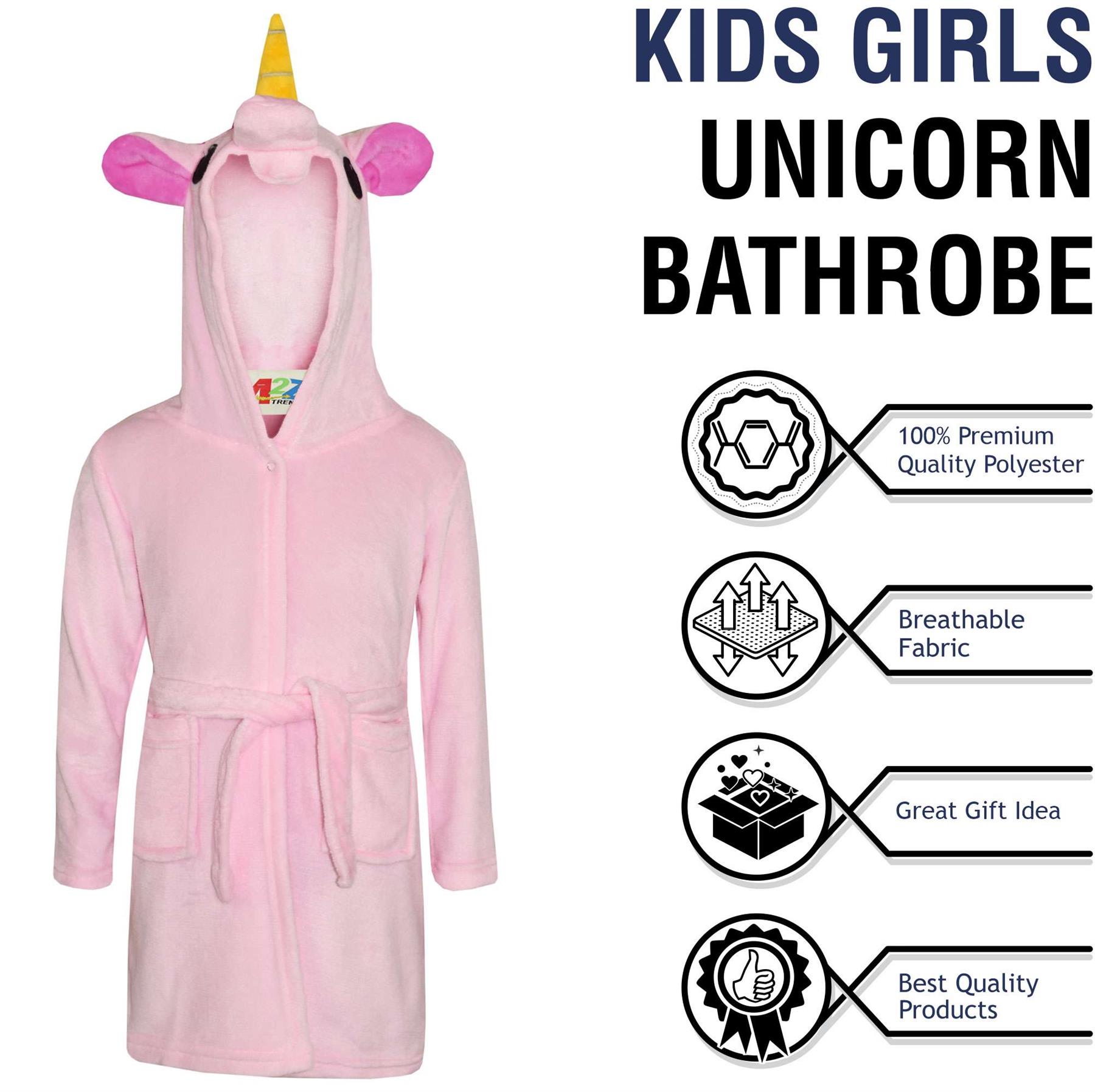 A2Z 4 Kids Super Soft 3D Animal Detail Dressing Gown Nightwear Hooded Robe 2-1 - Picture 12 of 154