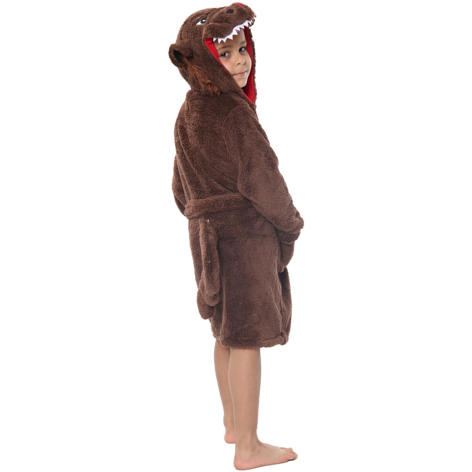 A2Z 4 Kids Super Soft 3D Animal Detail Dressing Gown Nightwear Hooded Robe 2-1 - Picture 144 of 154