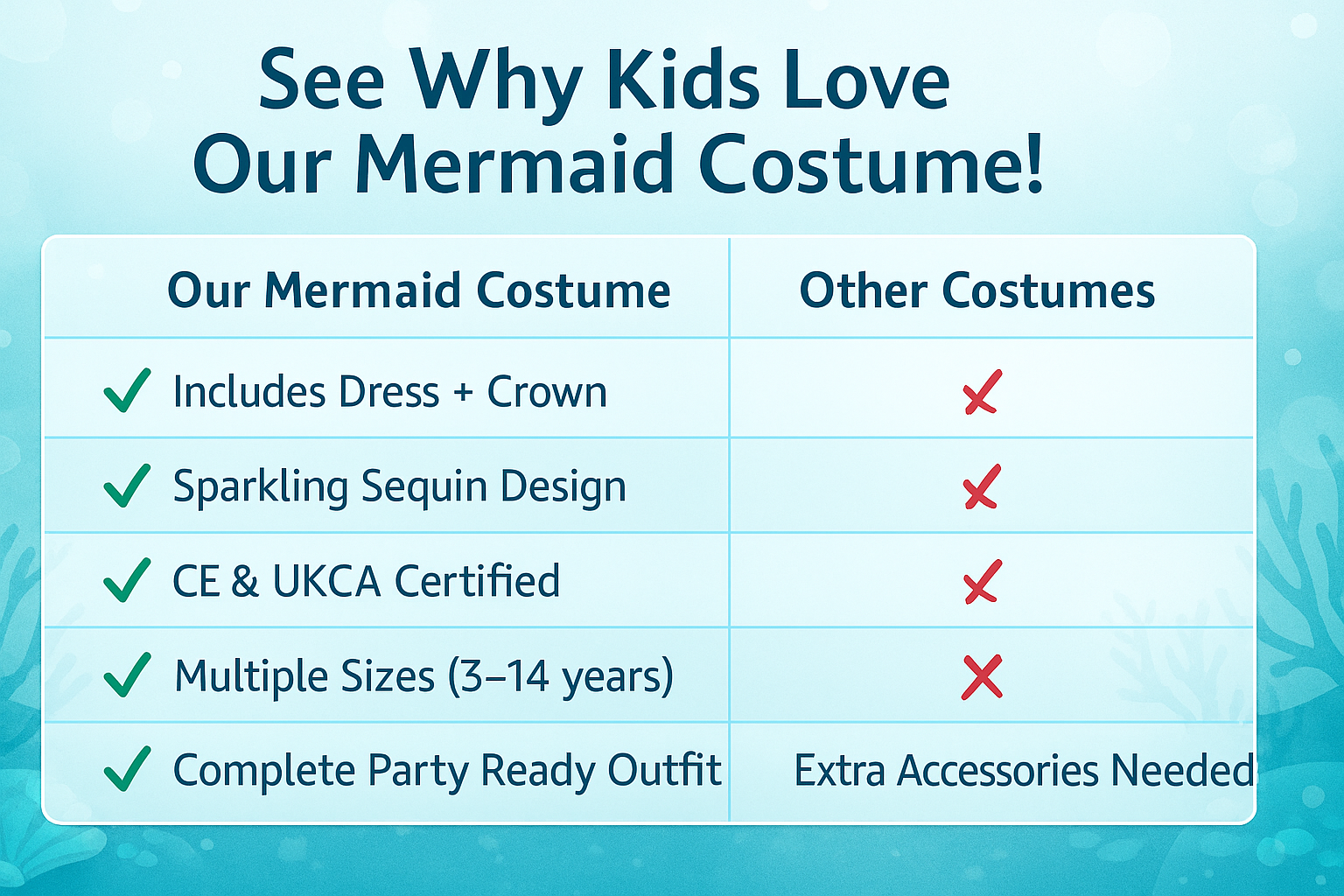 A2Z 4 Kids Girls Mermaid Halloween Costume Dress with Crown Kid Sparkly Sequin - Picture 8 of 8