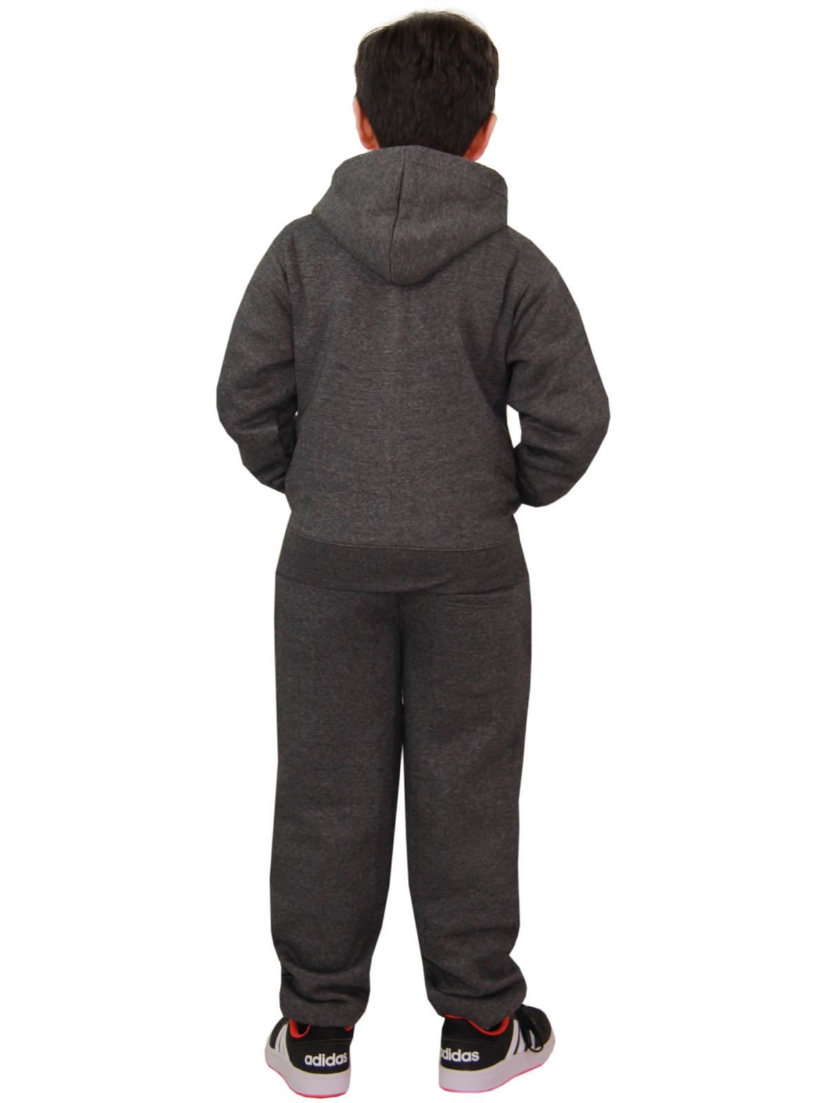 Kids Unisex Plain Tracksuit Contrast Hoodie with Joggers Sports Activewear Set - Picture 44 of 116