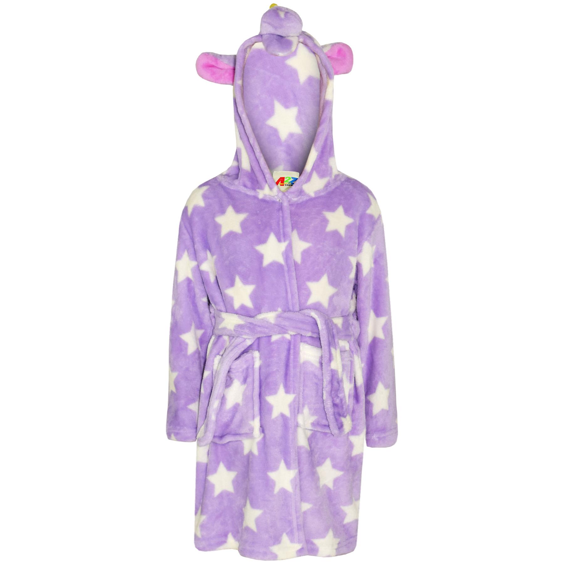 A2Z 4 Kids Super Soft 3D Animal Detail Dressing Gown Nightwear Hooded Robe 2-1 - Picture 54 of 154