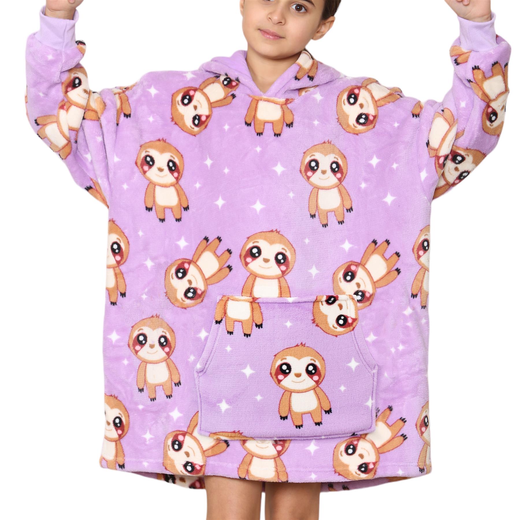 Kinder Mädchen Jungen Ultra Soft Oversized Hoodie Kuschel Plüsch Sherpa Fleece Futter - Bild 52 von 63