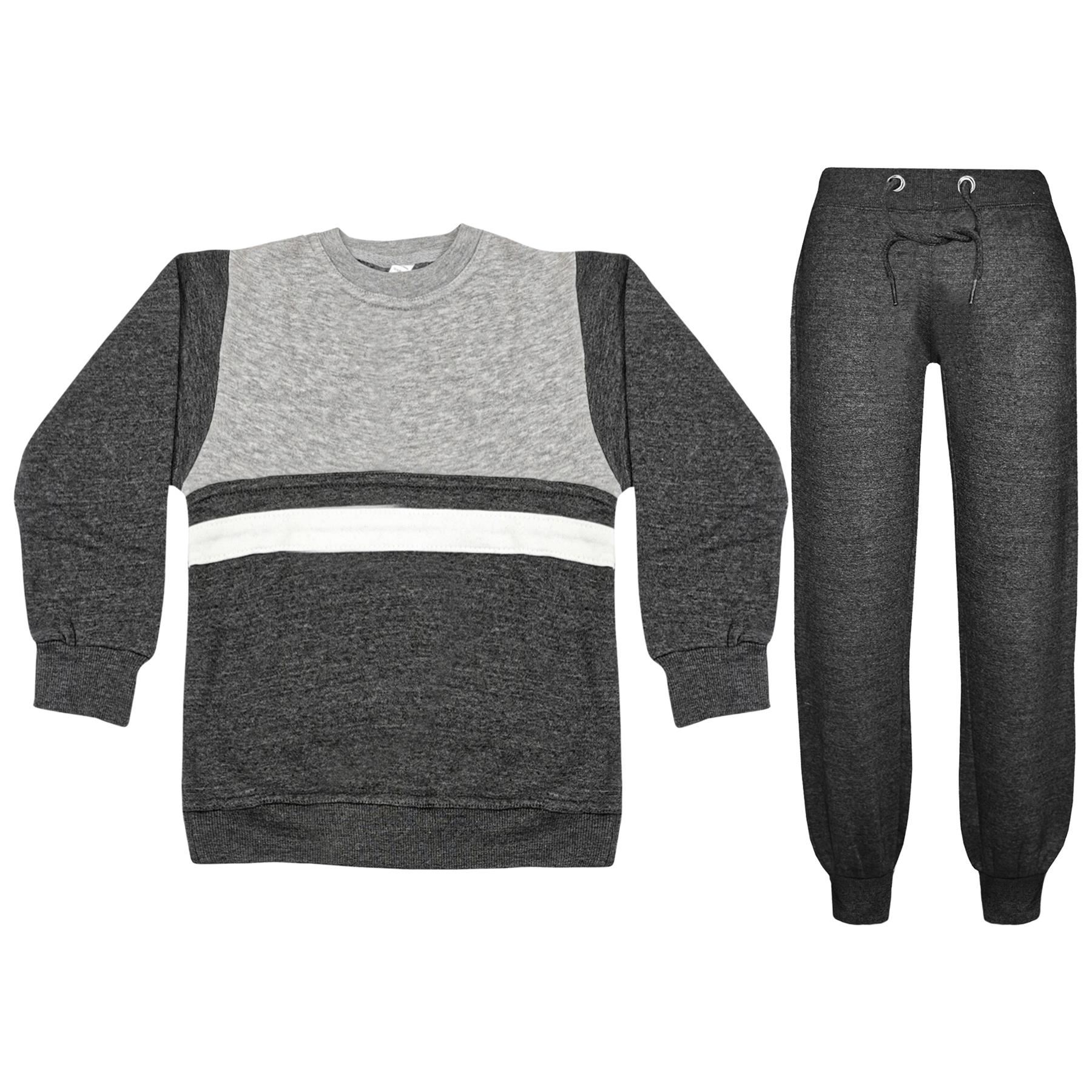 Kids Boys Girls Tracksuit Contrast Panel Top & Bottom Jogging Suits Sportswears - Picture 7 of 19