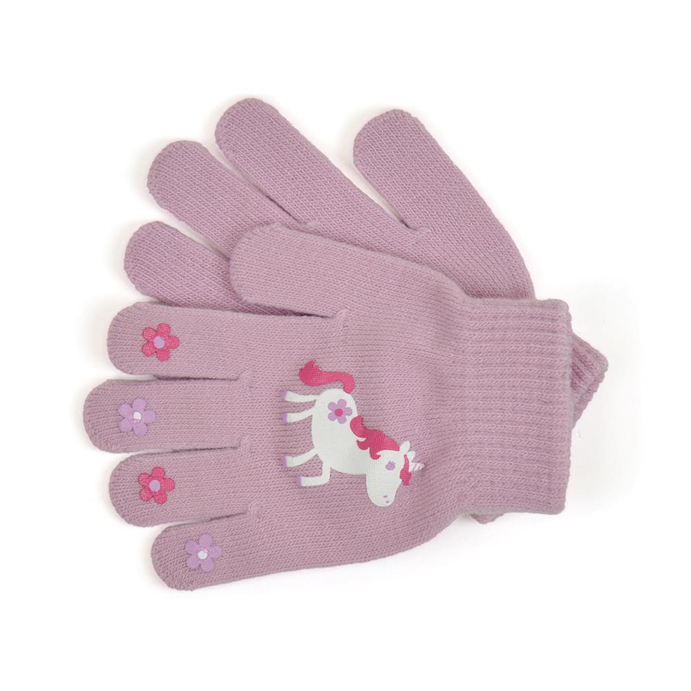 Girls 3 Pack Gloves Thermal Magic Flamingo Dolphin Unicorn Motif Warm Mittens - Picture 3 of 5