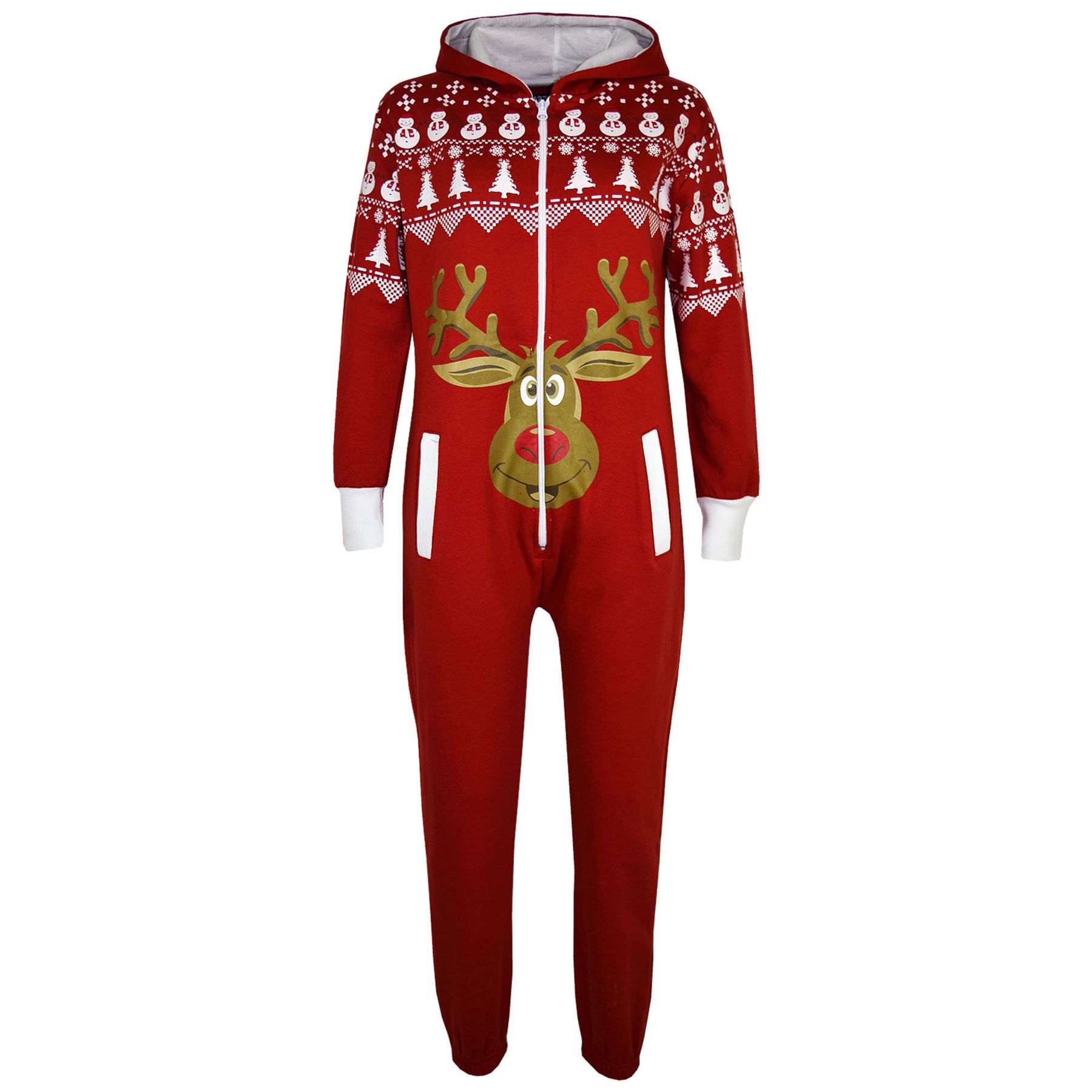 Kids Girls Boys Novelty Christmas Santa Reindeer A2Z Onesie One Piece Jumpsuit - Picture 35 of 58