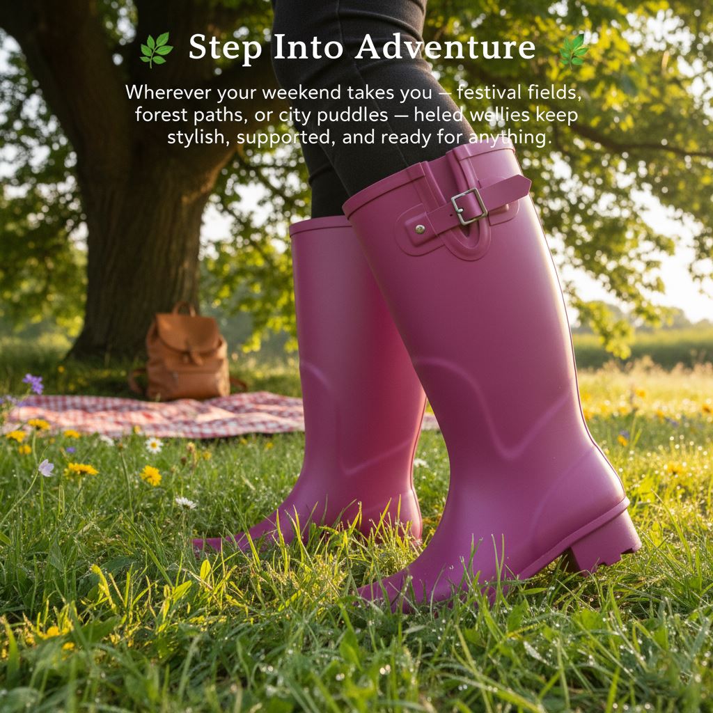 Botas Wellington de tacón ajustadas impermeables con hebilla ajustable para dama - Imagen 19 de 19