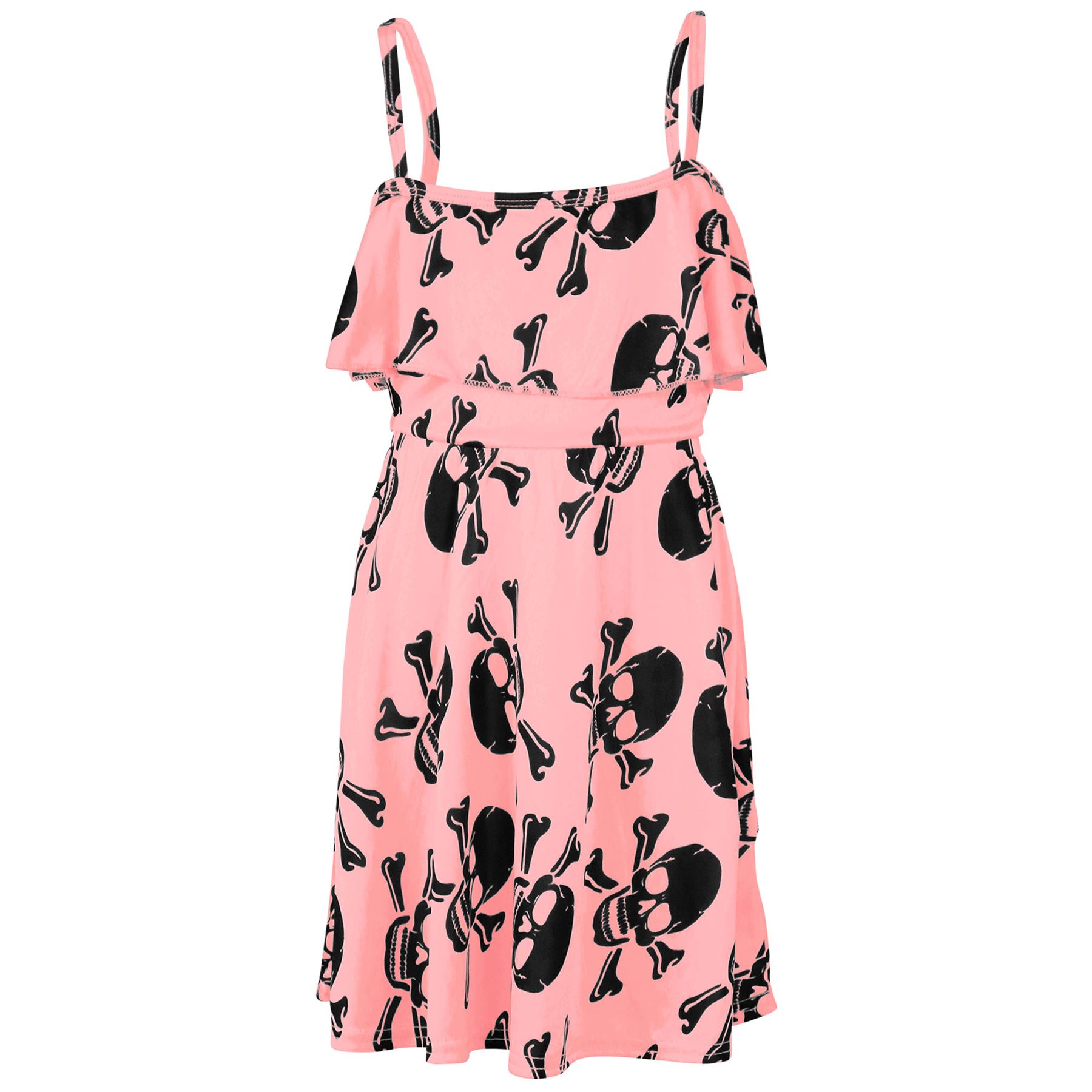 Girls Skater Dress Kids Plain Color Summer Party Off Shoulder Dresses 7-13 Yr - Picture 54 of 111