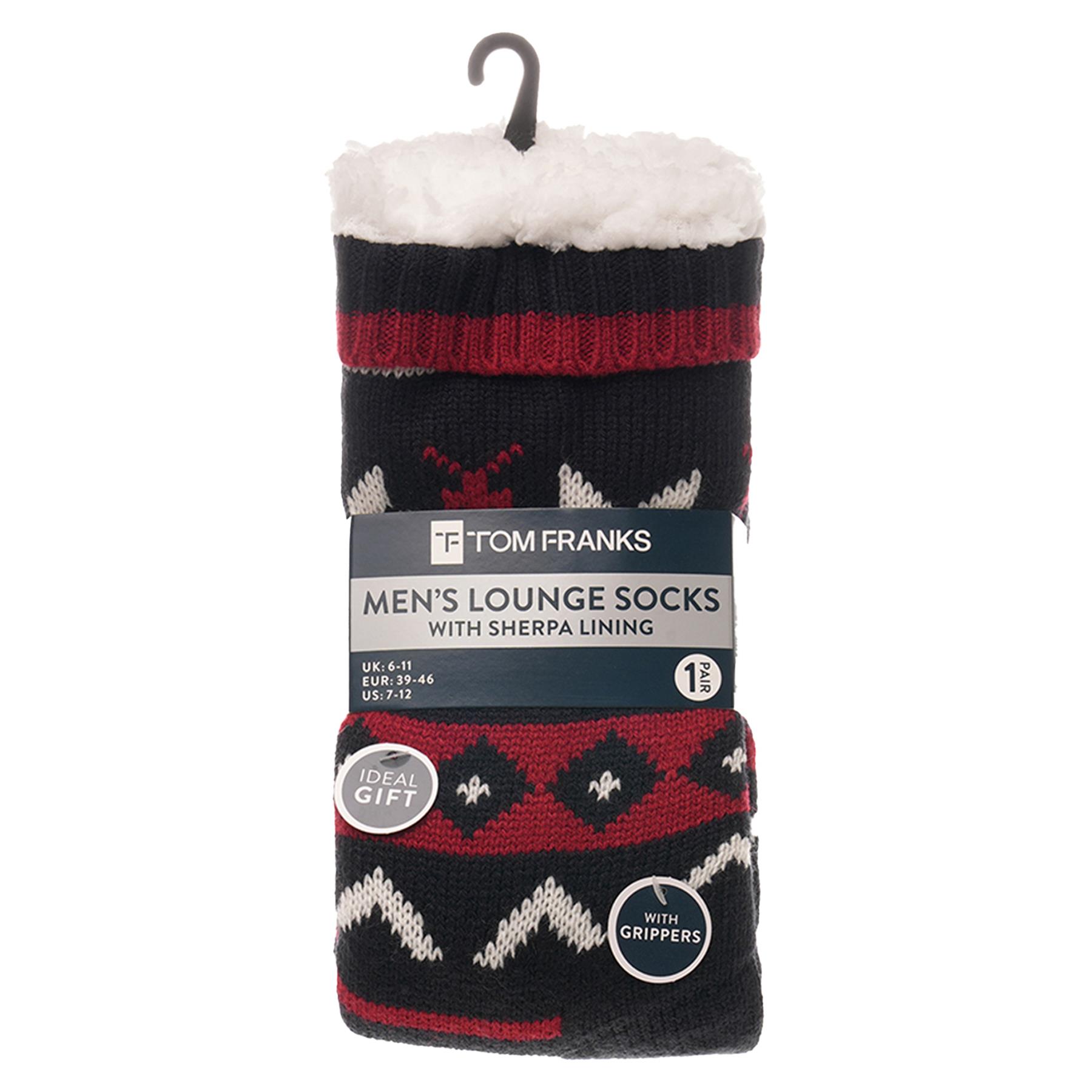 A2Z Mens Fairisle Knit Slipper Sock Soft Sherpa Lined Comfy Thick Cosy Socks - Picture 6 of 7