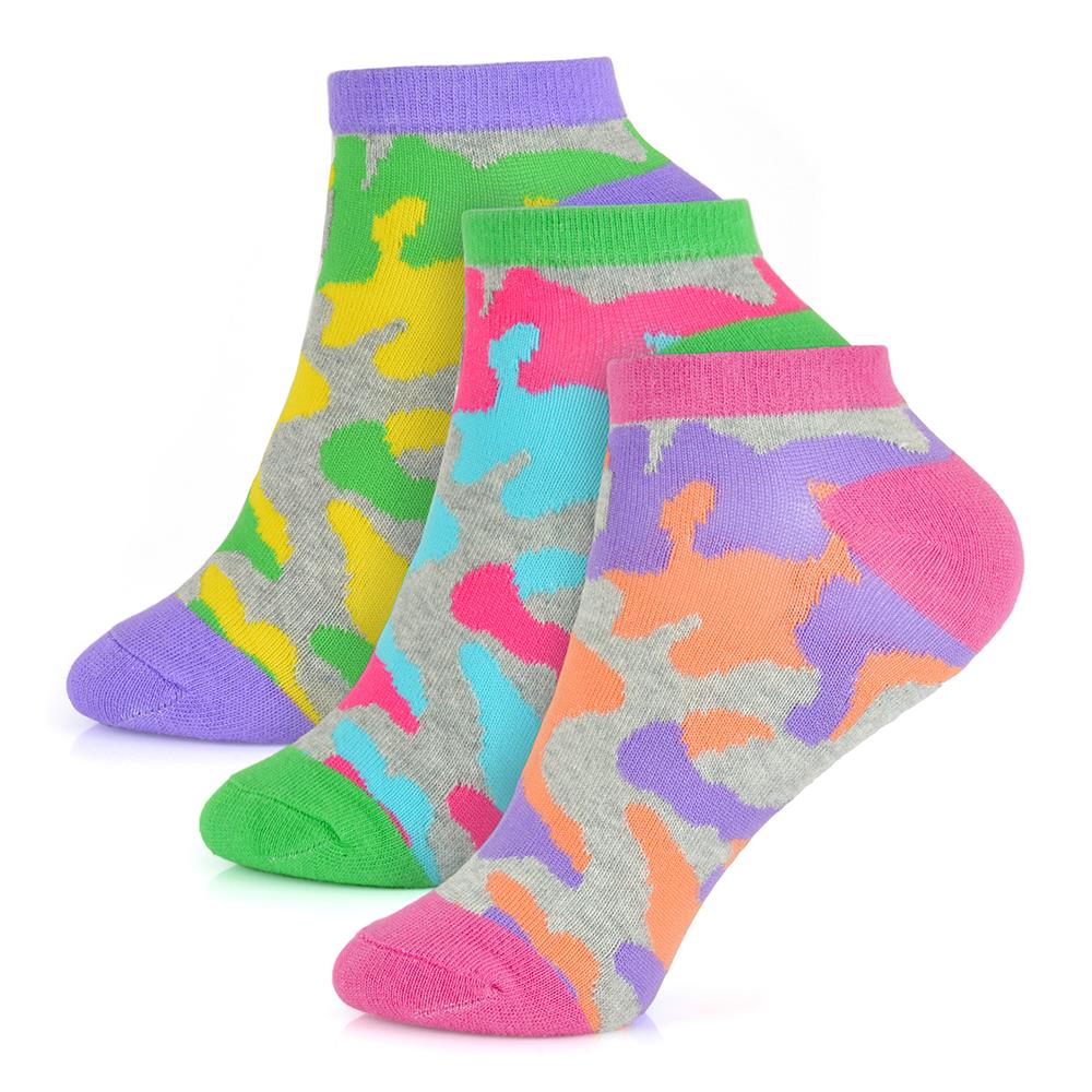 Kinder Mädchen Camouflage und Leopard Trainer Socken 3er-Pack Kinder Schuhe Socken 2-10 Jahre - Bild 3 von 14