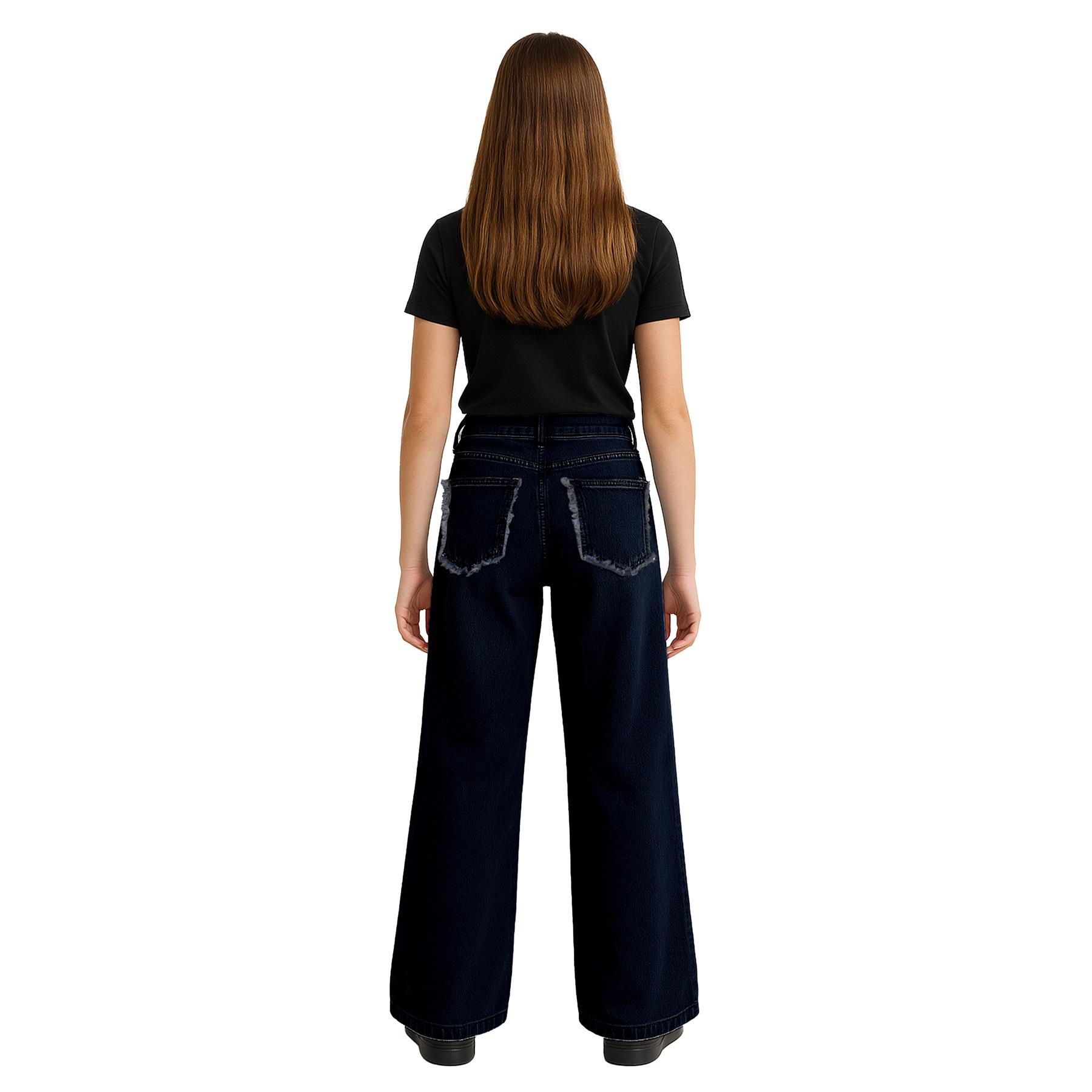Kids Girls Relaxed Baggy Palazzo Jeans For Teens Flare Stretchy Denim Jeans - Picture 6 of 23