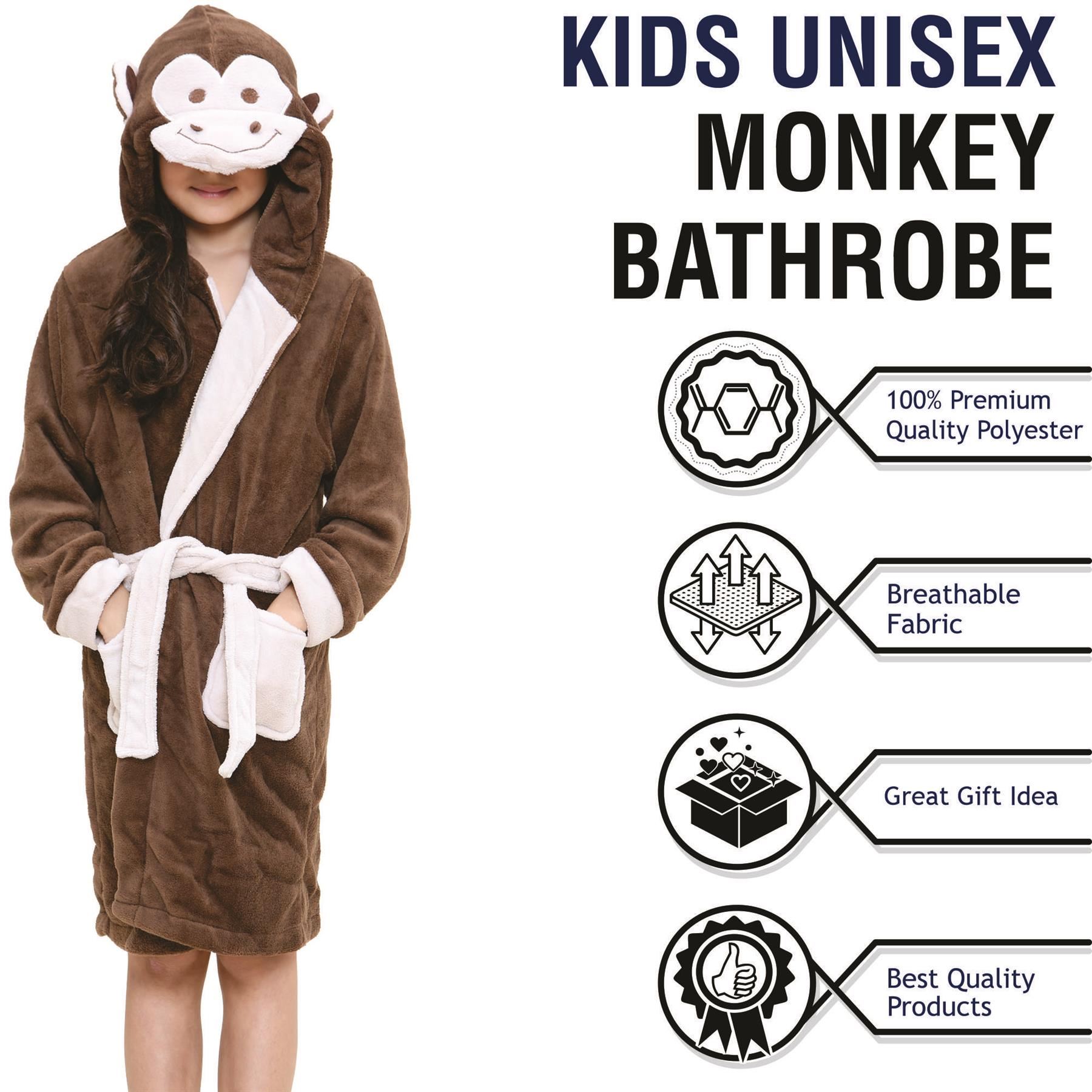 A2Z 4 Kids Super Soft 3D Animal Detail Dressing Gown Nightwear Hooded Robe 2-1 - Picture 63 of 154