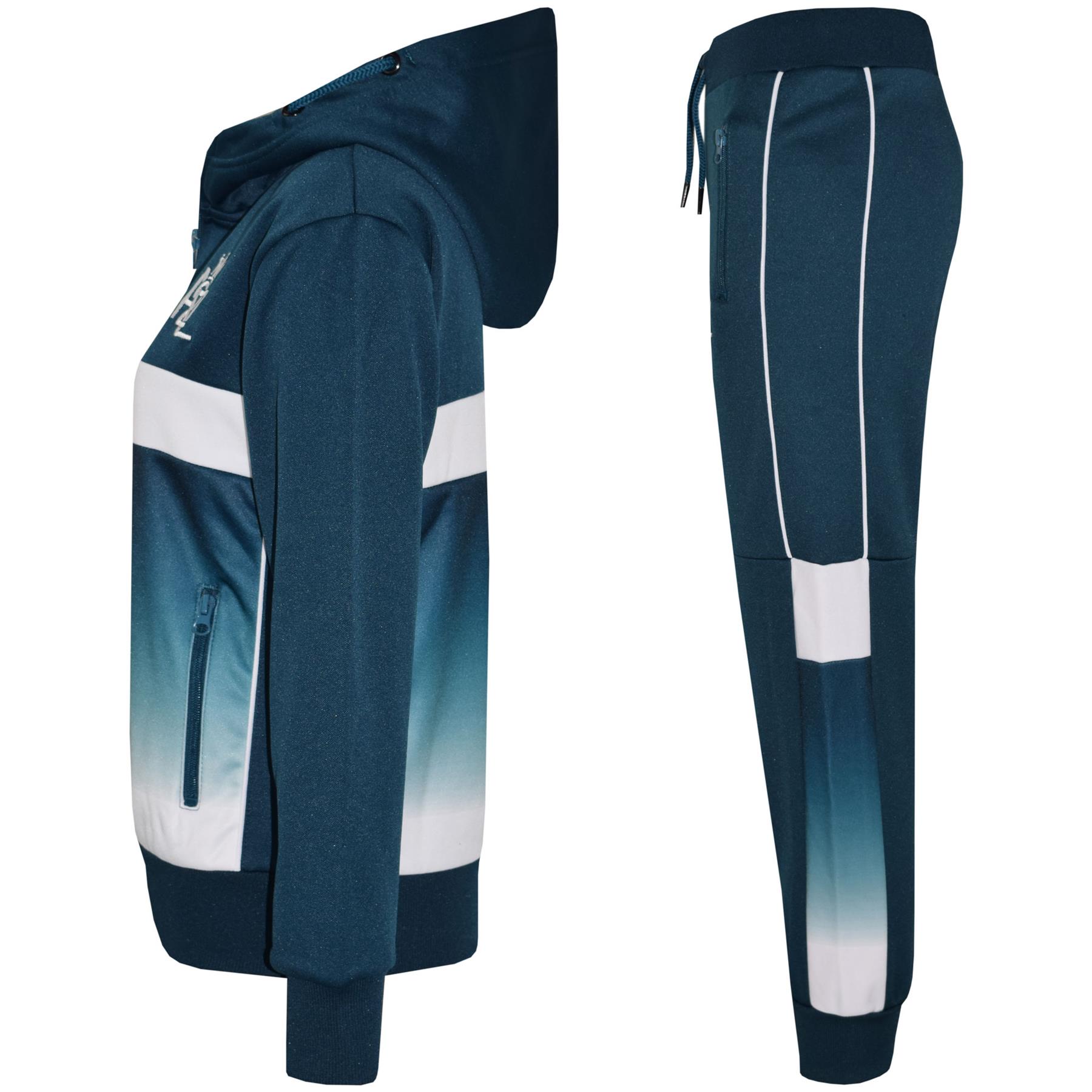 Tute da jogging bambini ragazzi ragazze A2Z sfumate sfumate verde acqua verde con cappuccio inferiore - Foto 8 di 9