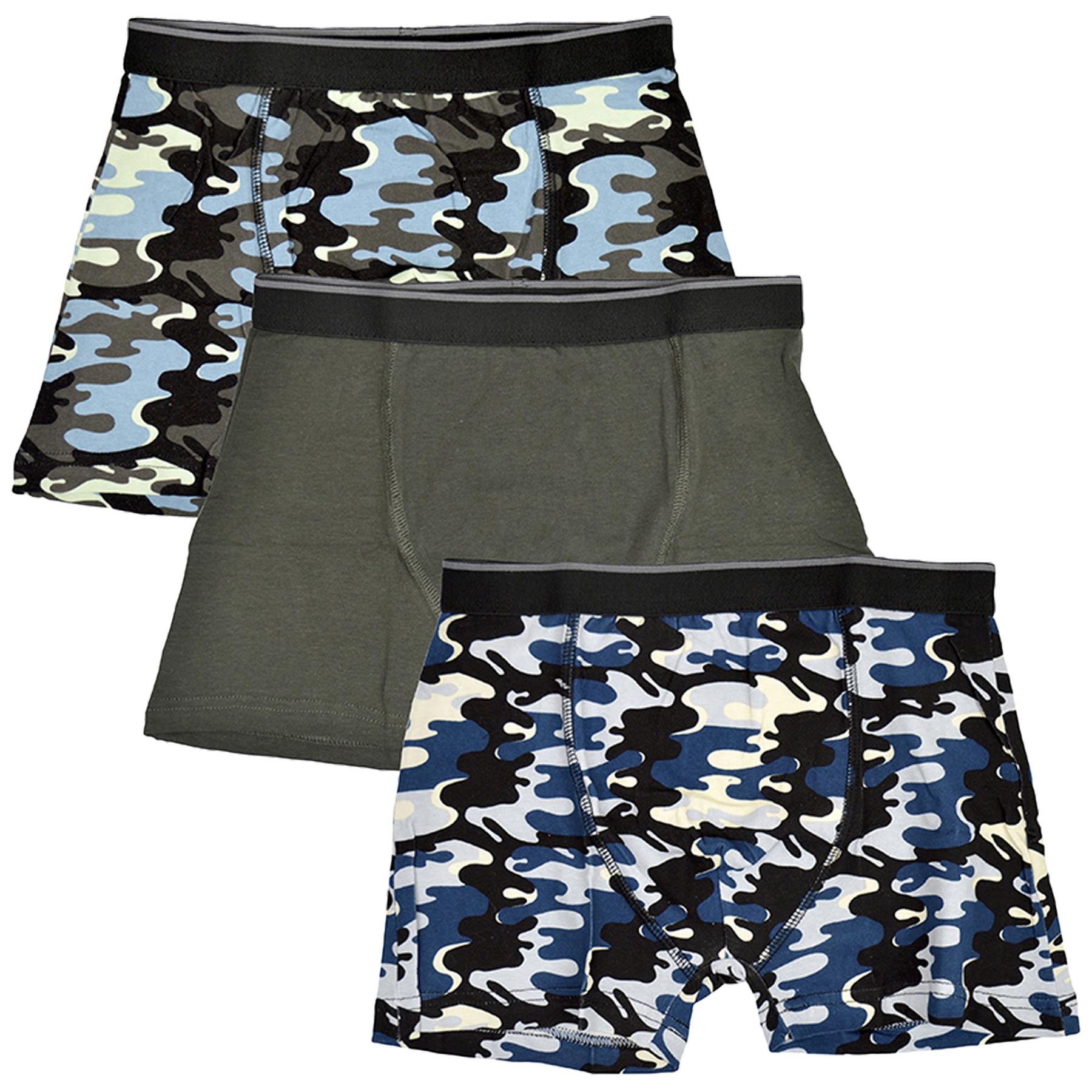 A2Z 4 Kids Boys Boxer Pack Of 3 Plain Camouflage Knickers Cotton Mix Underpants - Picture 9 of 20