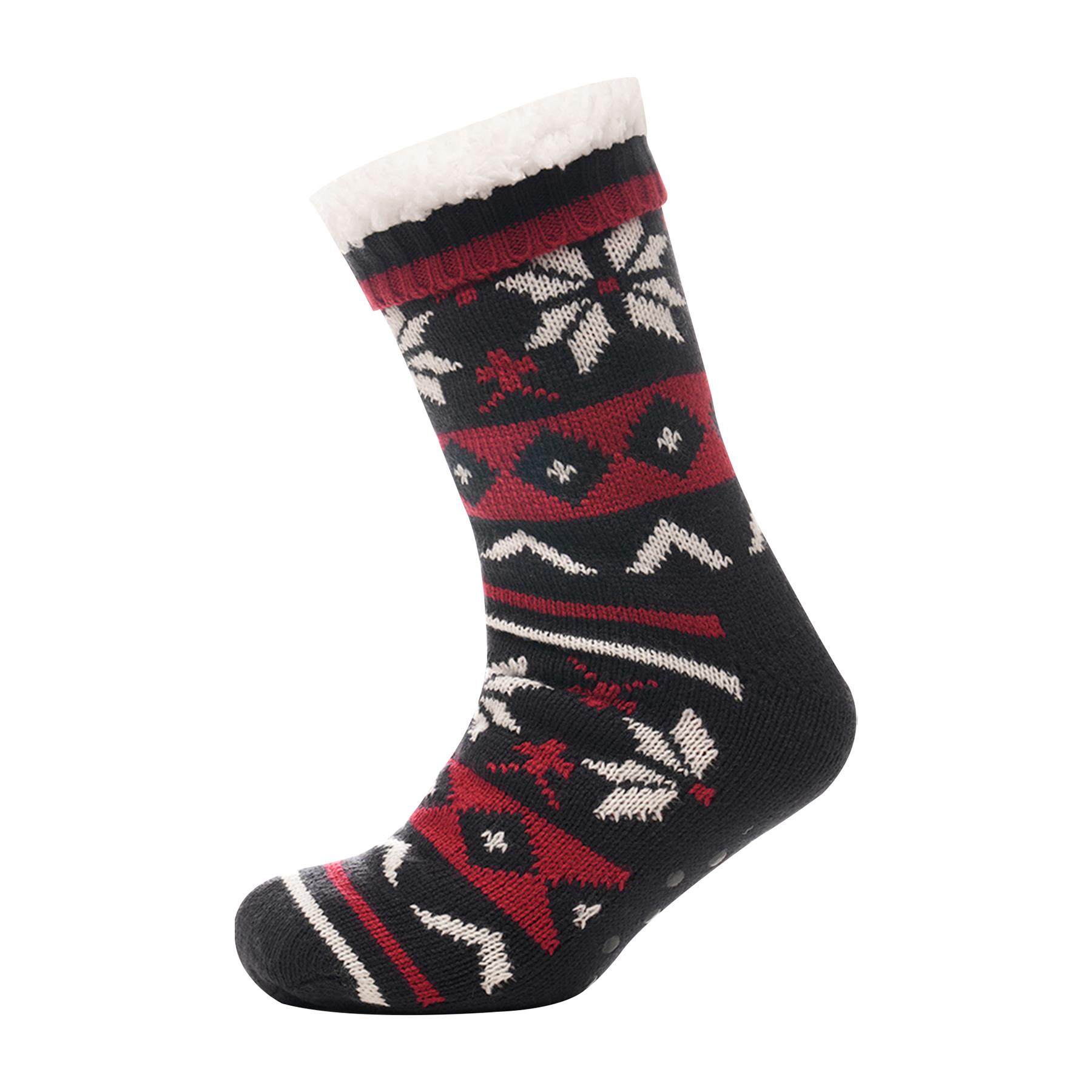 A2Z Mens Fairisle Knit Slipper Sock Soft Sherpa Lined Comfy Thick Cosy Socks - Picture 5 of 7