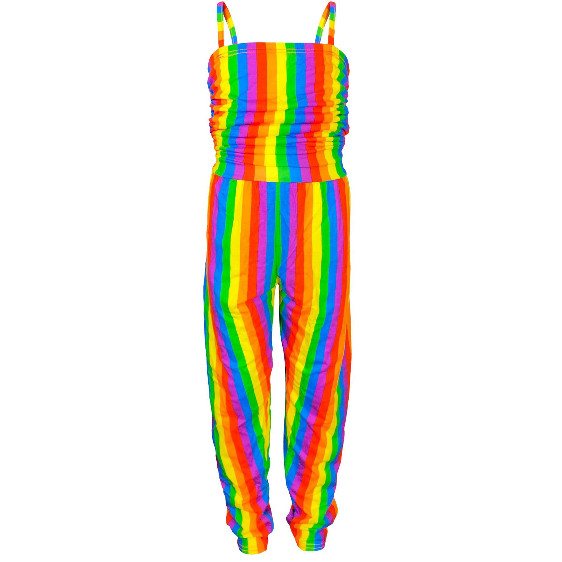 Girls Rainbow Clothing Crop Tops Skirts Dresses Jumpsuits Leggings Party Wear - Picture 4 of 8