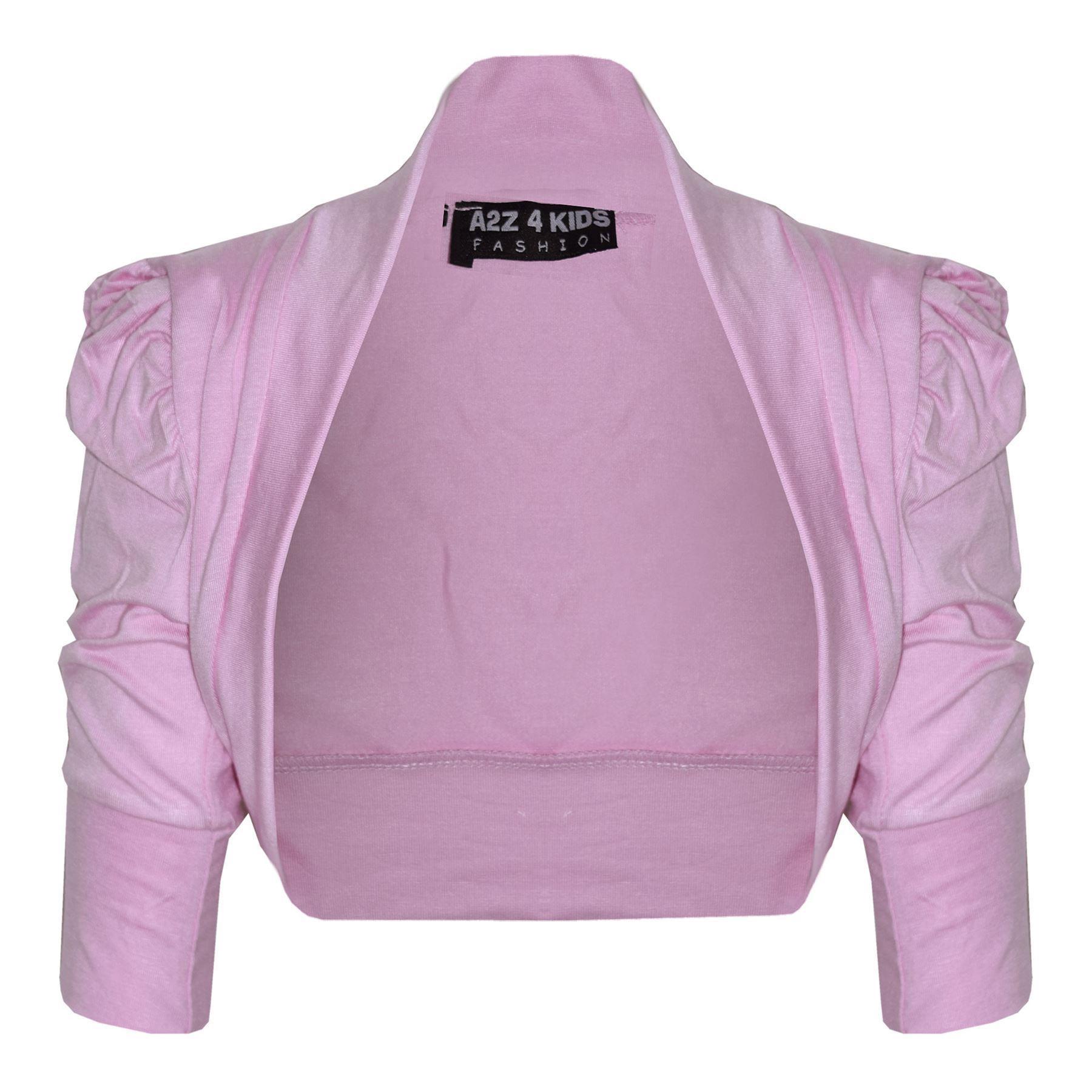 New Kids Girls Ruched Sleeve Stylish Shrug Bolero Cropped Cardigan 2-13 Years - Picture 4 of 51