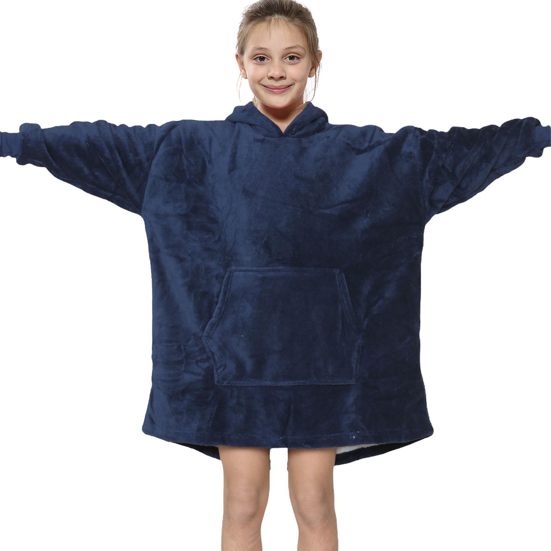 Kinder Mädchen Jungen Ultra Soft Oversized Hoodie Kuschel Plüsch Sherpa Fleece Futter - Bild 24 von 63