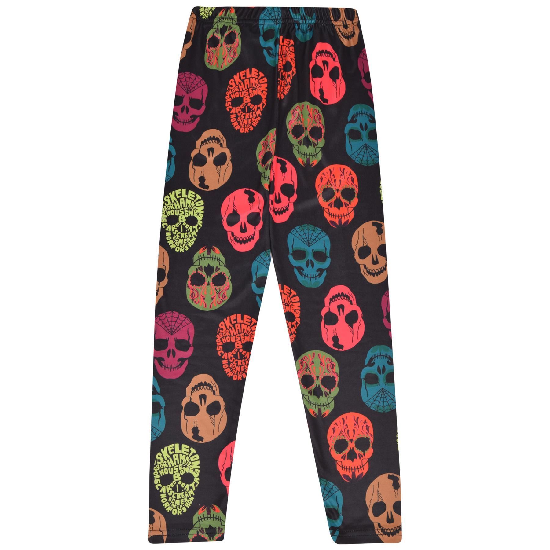 Niñas Halloween Leggings Telaraña Estampado Calavera Leggings Disfraz Elegante 3-13 Años - Imagen 11 de 43