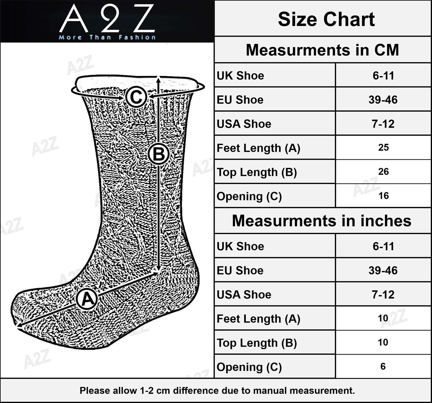 A2Z Mens Slipper Socks Yarn Chunky Cable Knit Sherpa Lining Warm Winter Socks - Picture 4 of 6