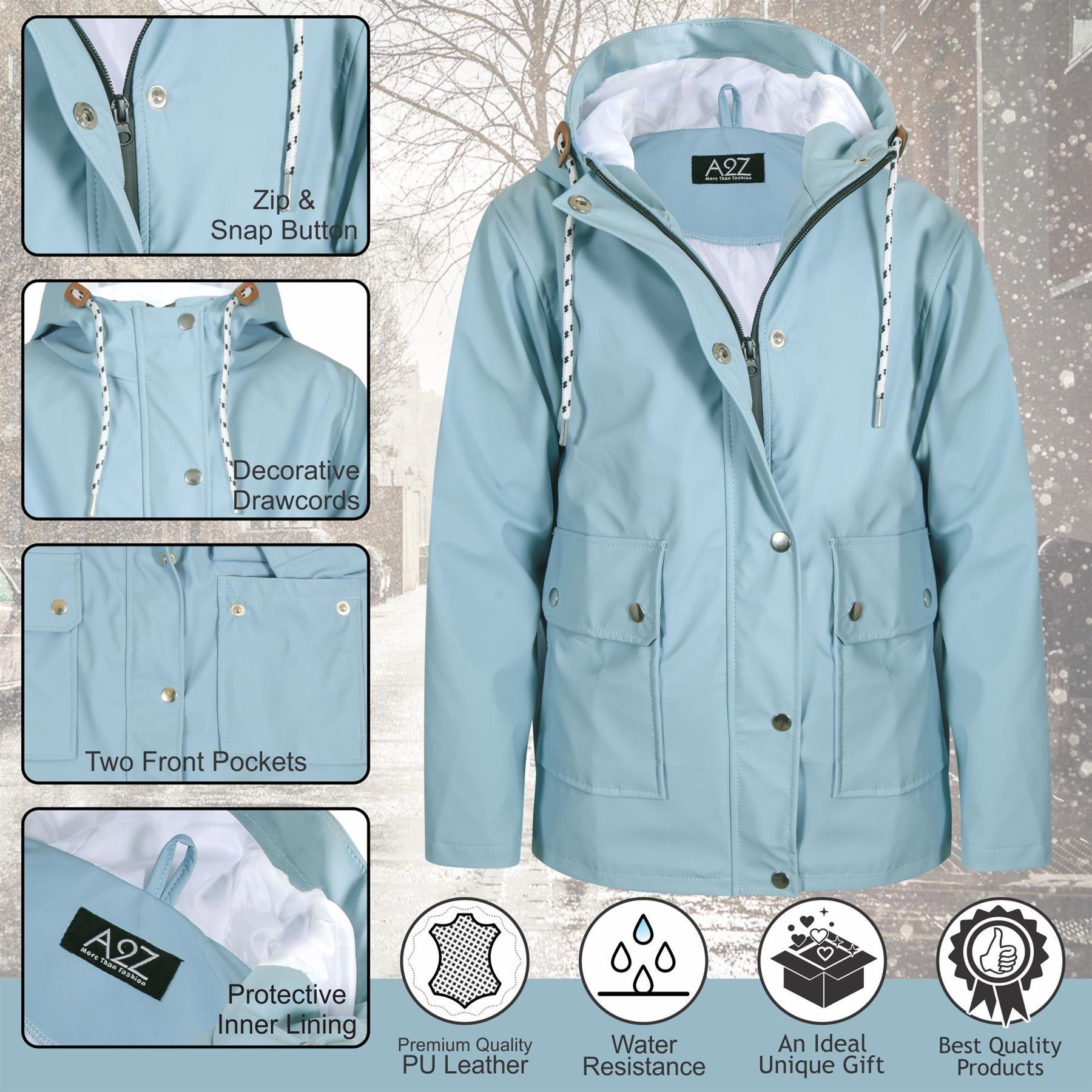 Mens Ladies Zipped Pockets Jacket Dusty Blue Puffer Jacket Long Sleeves Coat - Picture 8 of 9