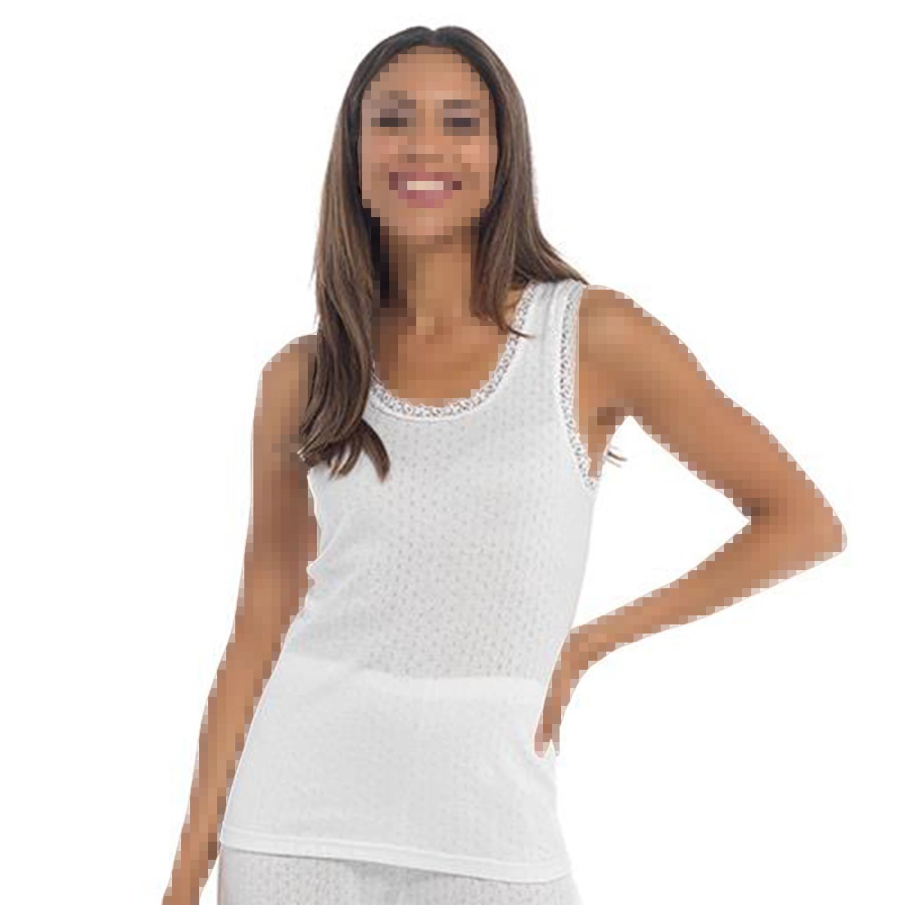 A2Z Ladies Pointelle Thermal Vests Sleeveless Vest Top 0.75 Tog Warmer T Shirt - Picture 3 of 7