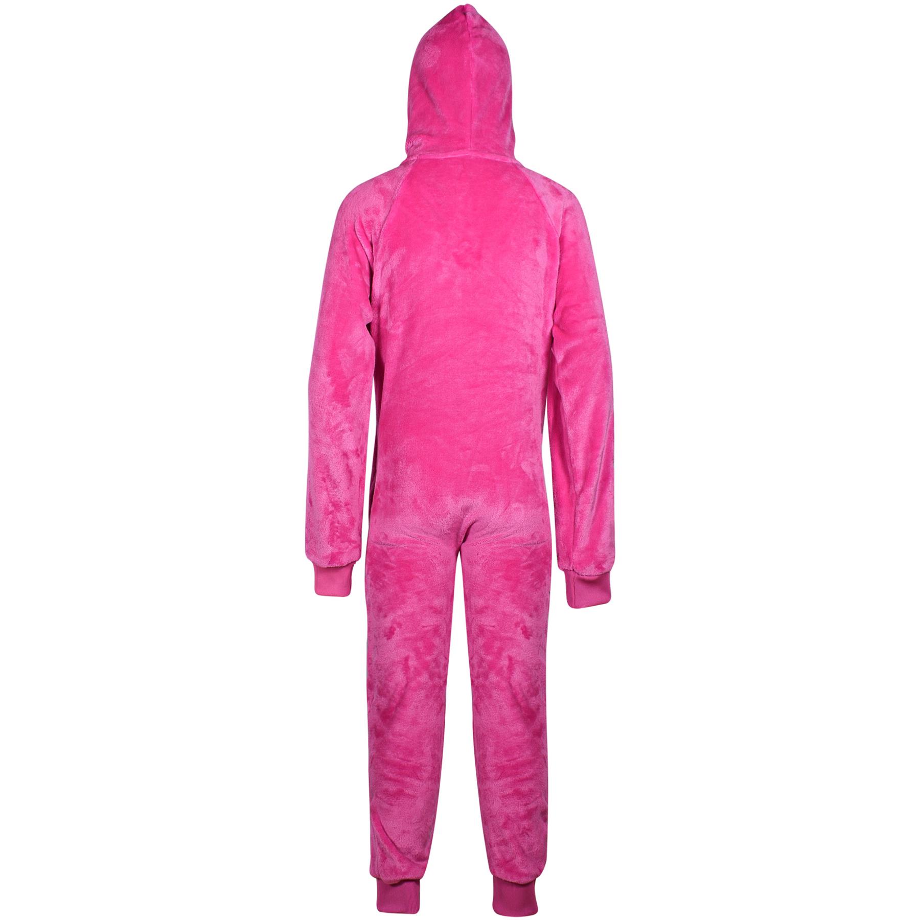 Kids Girls Boys Plain Fleece A2Z Onesie One Piece Hooded All In One Jumpsuit - Picture 25 of 27